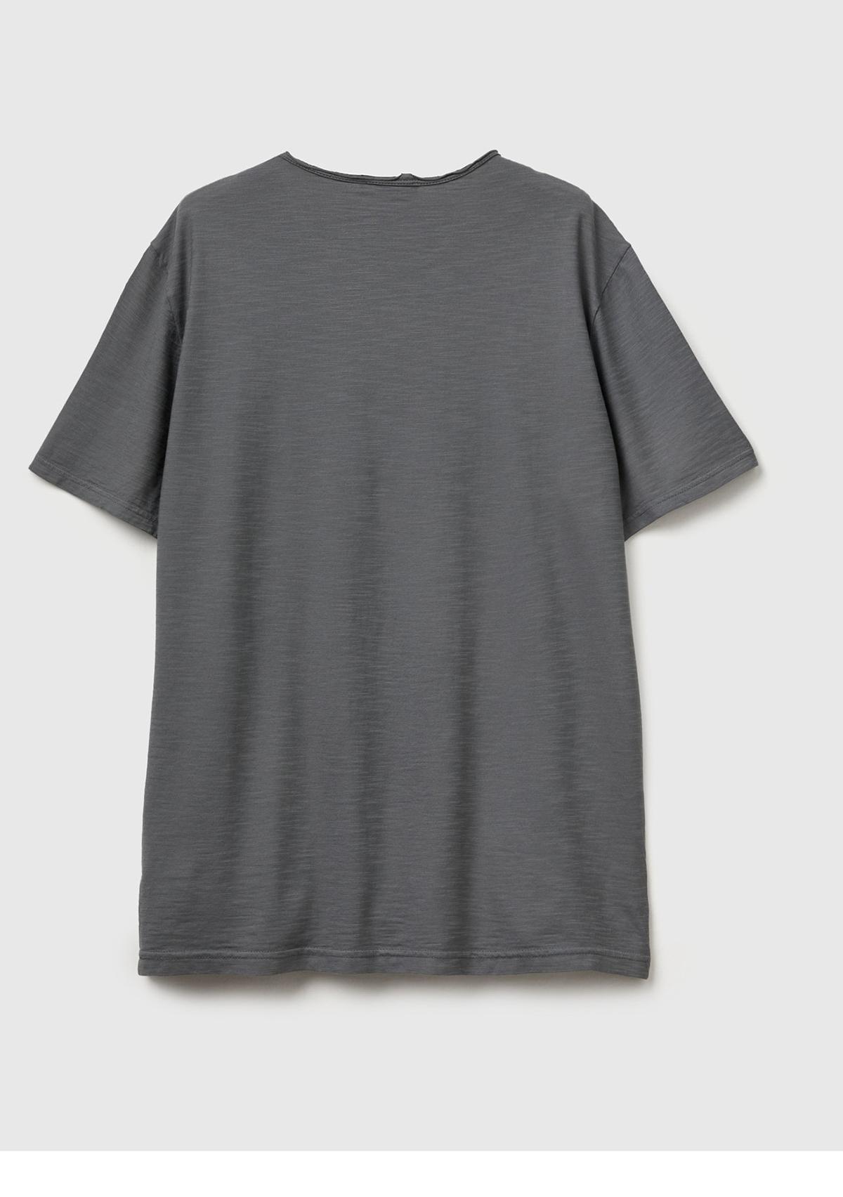 Erkek Antrasit Gri Bisiklet Yaka Slub T-shirt