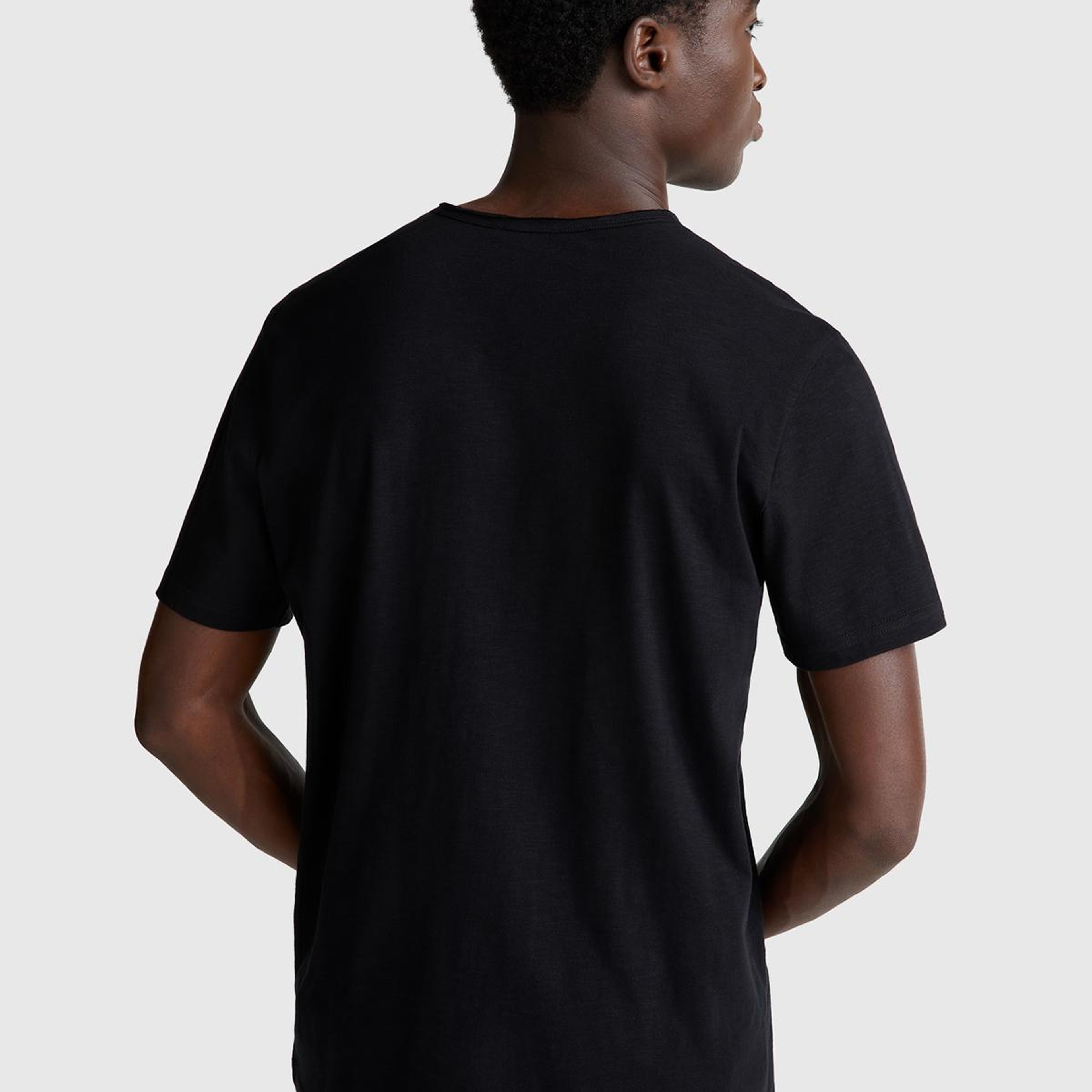 Erkek Siyah Bisiklet Yaka Slub T-shirt