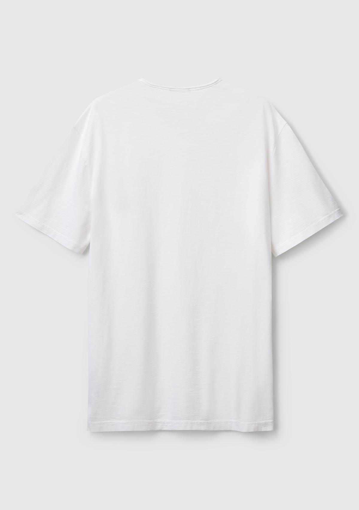 Erkek Beyaz Bisiklet Yaka Slub T-shirt