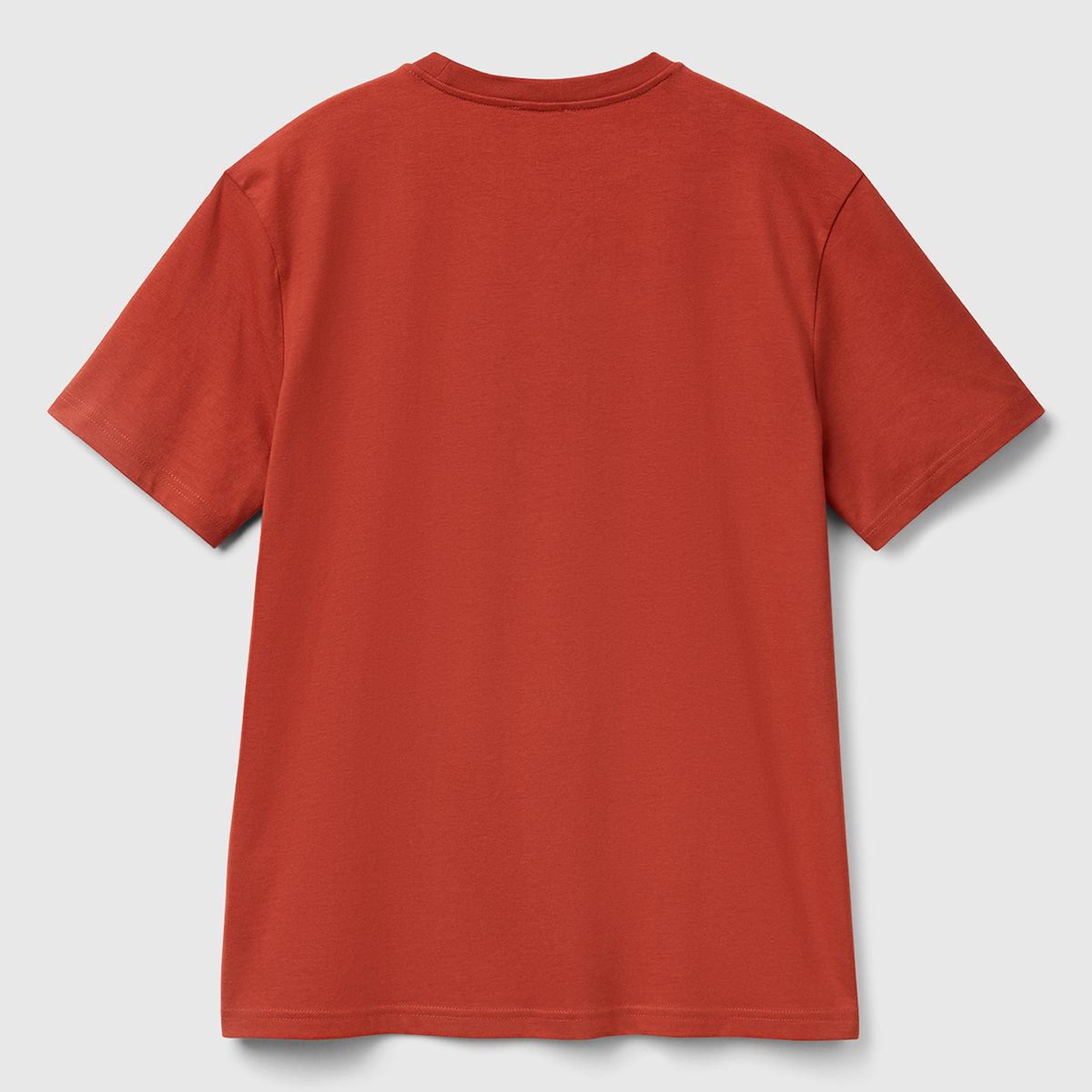 Erkek Kırmızı %100 Koton Benetton Logolu Bisiklet Yaka T-Shirt
