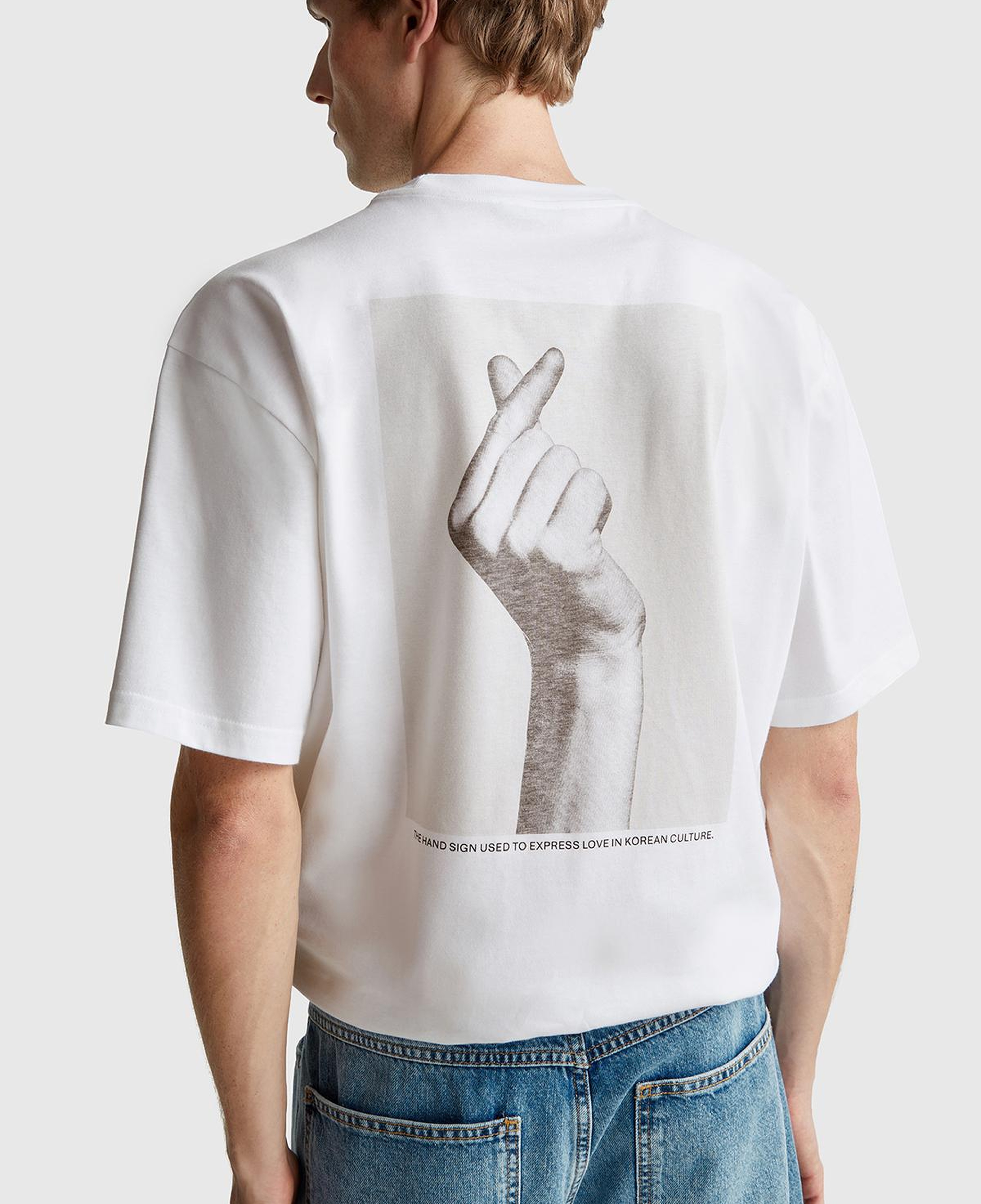 Erkek Beyaz-Love Baskılı %100 Pamuk Önü ve Arkası Baskılı T-Shirt