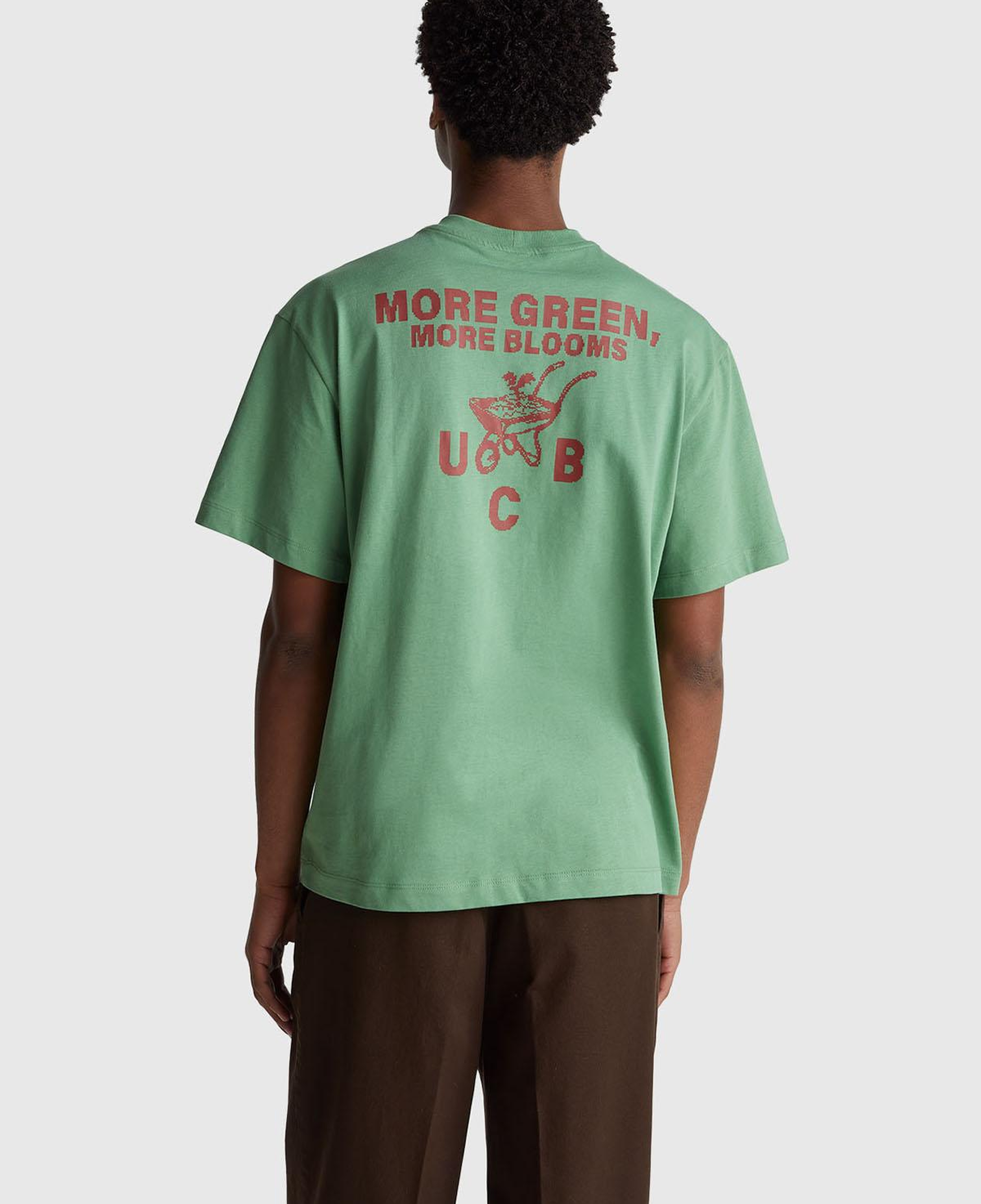 Erkek Haki Yeşilli %100 Pamuk Önü İşleme Detaylı Oversize Bisiklet Yaka T-Shirt