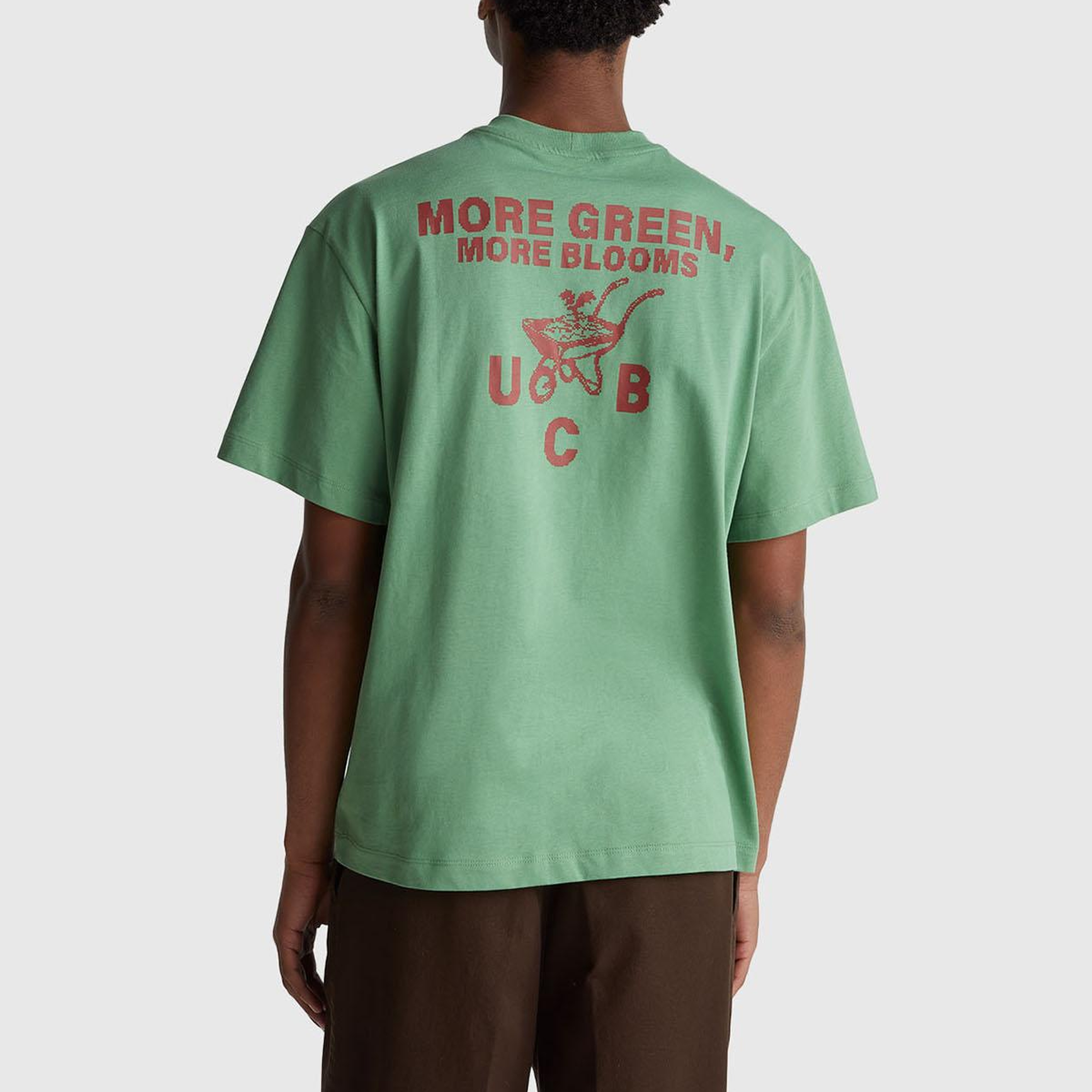 Erkek Haki Yeşilli %100 Pamuk Önü İşleme Detaylı Oversize Bisiklet Yaka T-Shirt