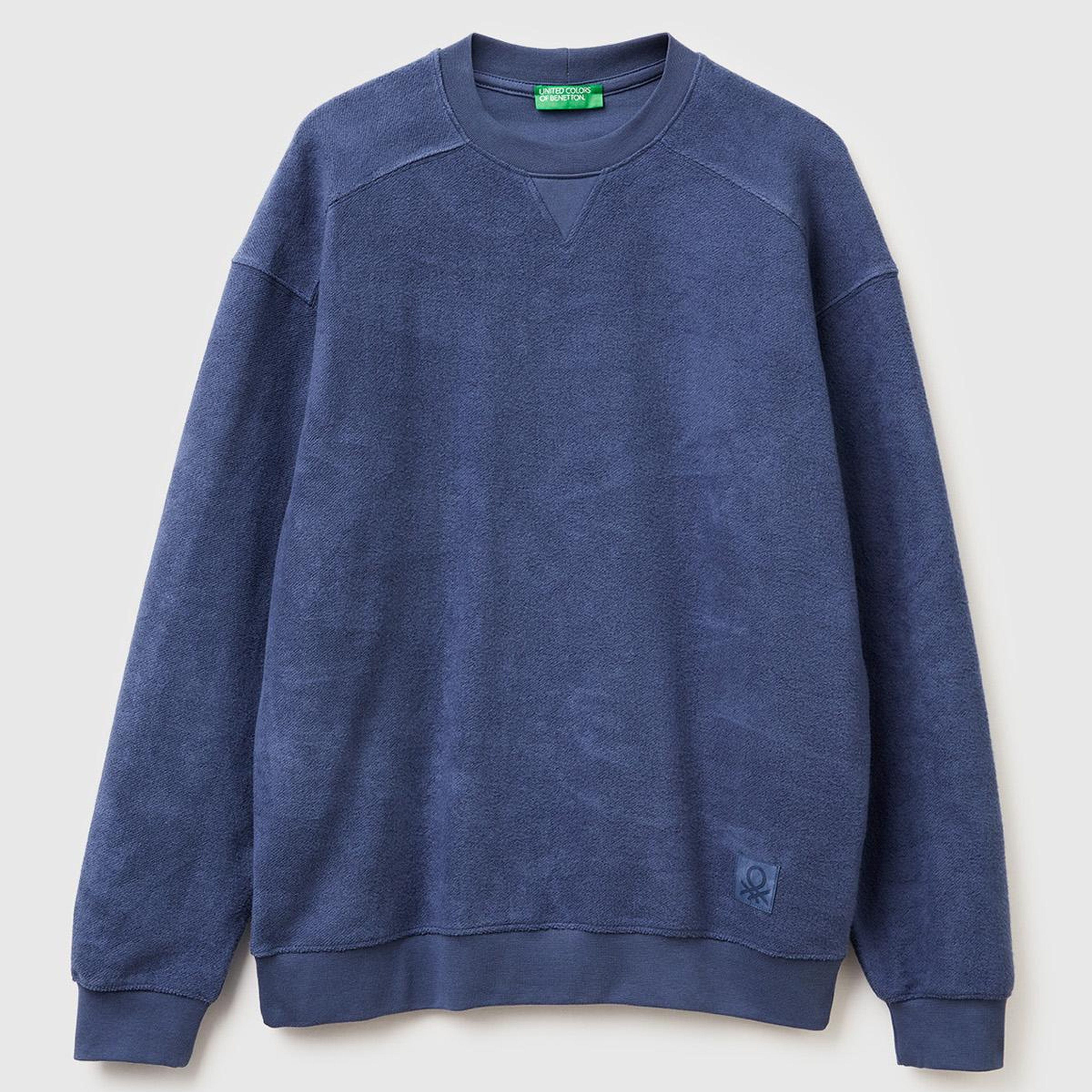 Erkek Gri Pamuk Karışımlı Önü Logo Detaylı Bisiklet Yaka Sweatshirt