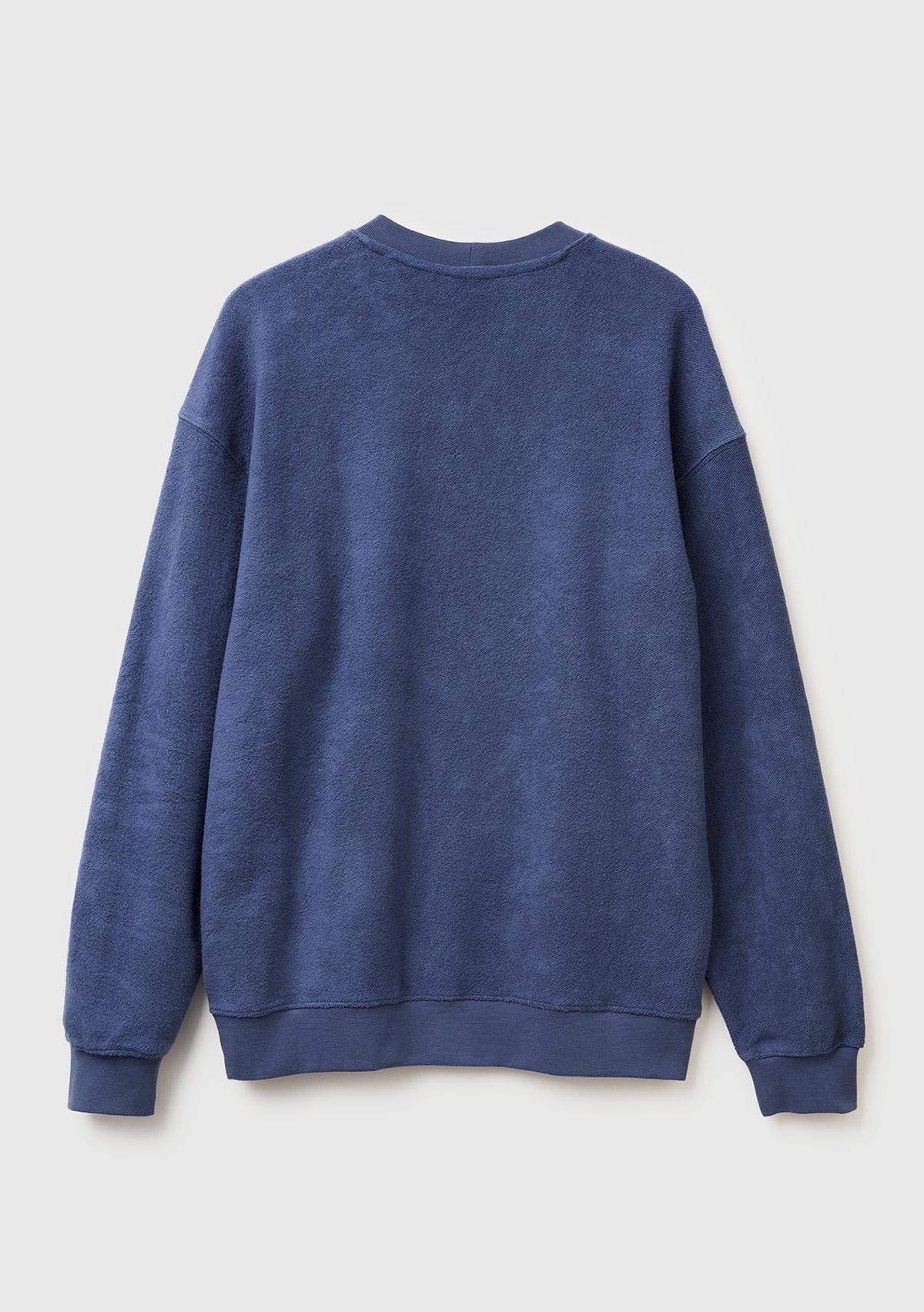 Erkek Gri Pamuk Karışımlı Önü Logo Detaylı Bisiklet Yaka Sweatshirt