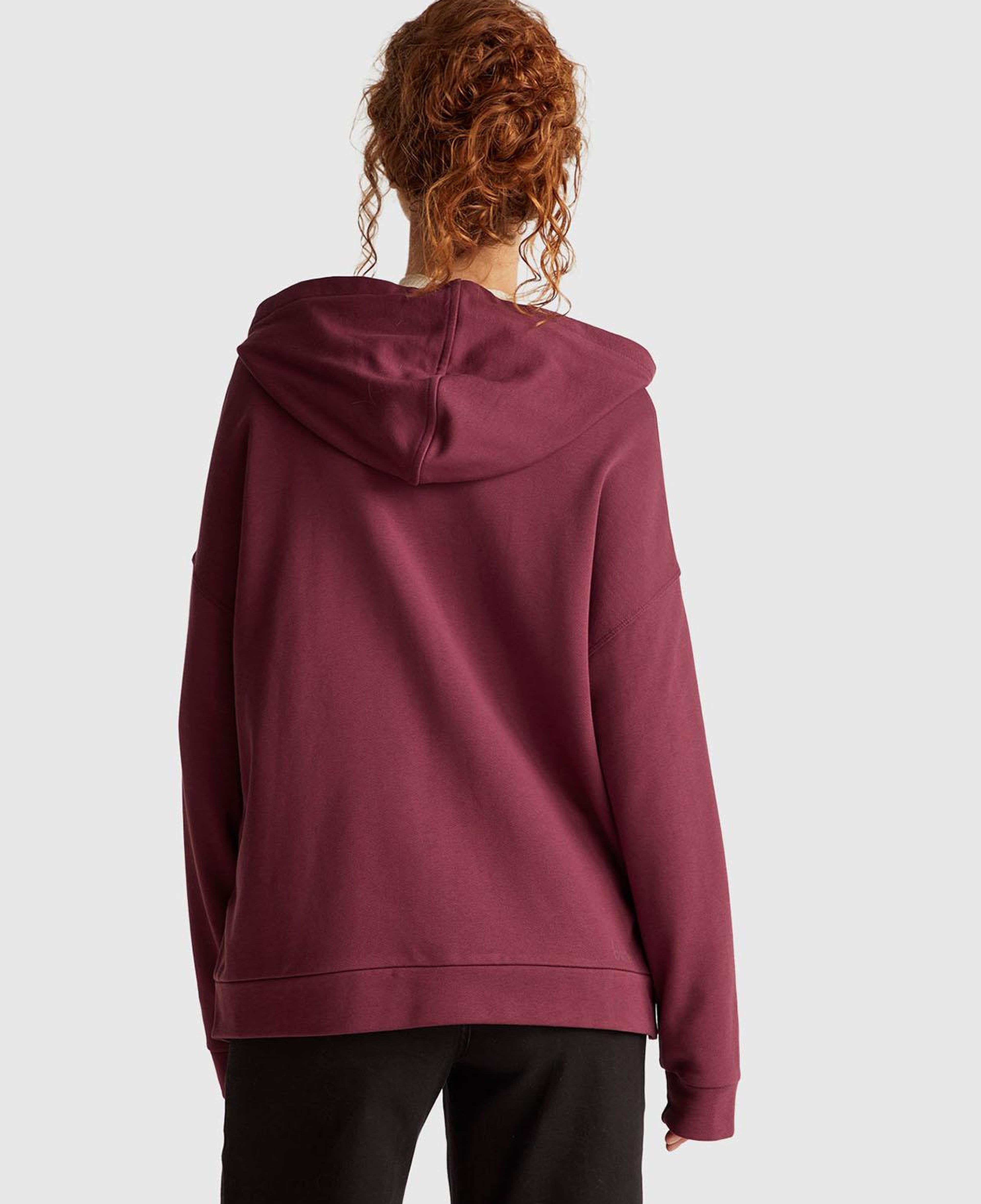 Kadın Mürdüm Logo Baskı Detaylı Kapüşonlu Relax Fit Sweatshirt