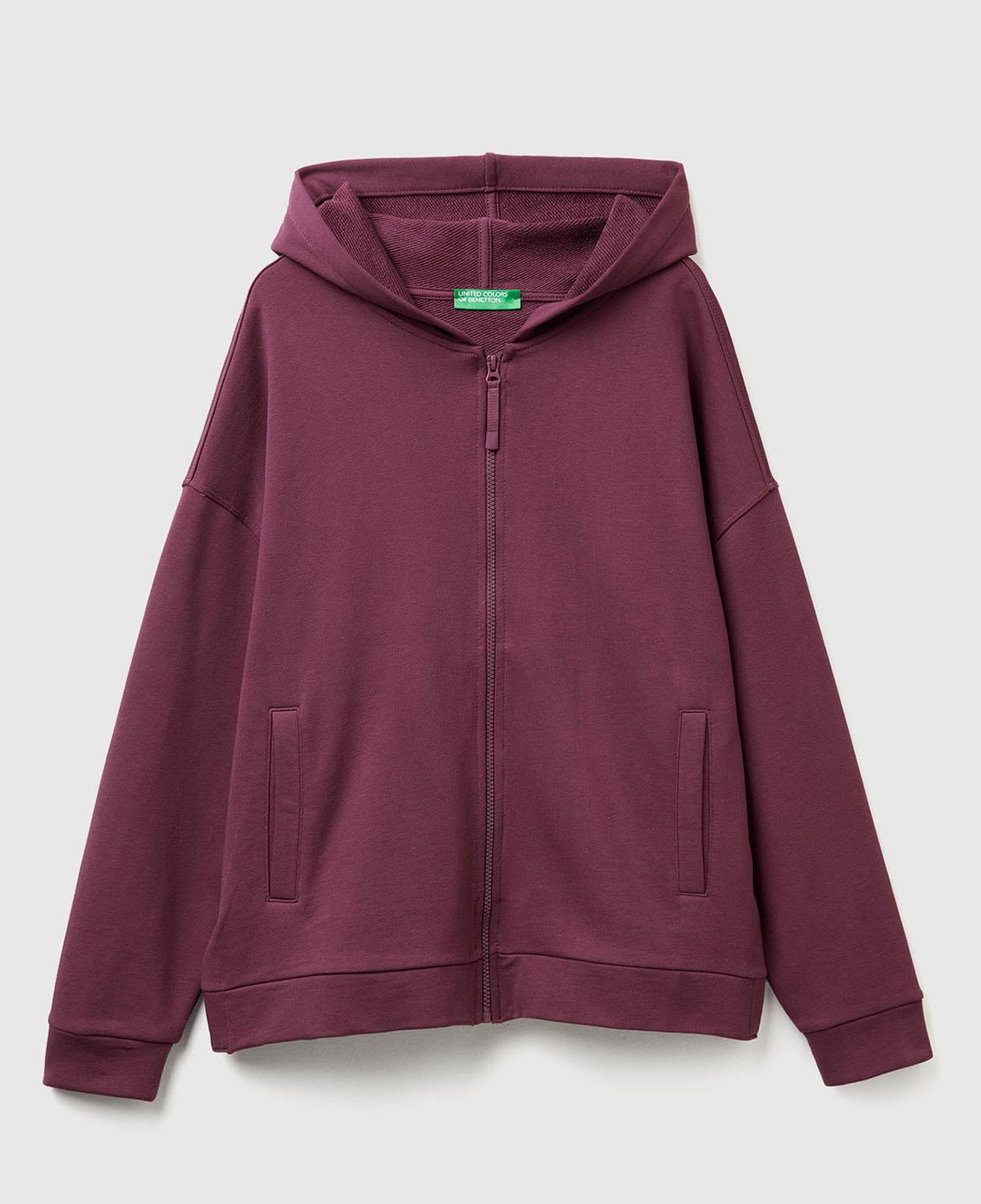 Kadın Mürdüm Logo Baskı Detaylı Kapüşonlu Relax Fit Sweatshirt