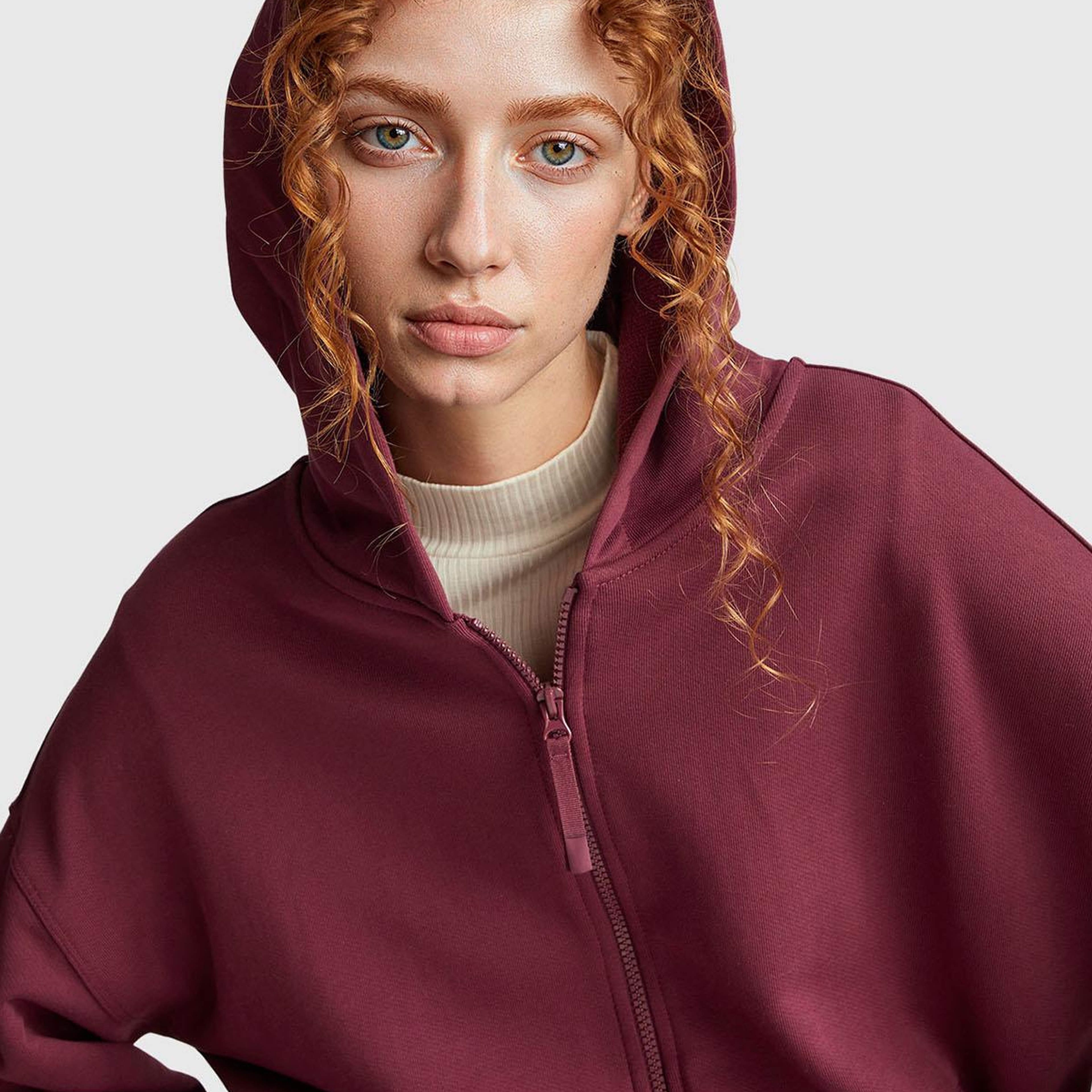 Kadın Mürdüm Logo Baskı Detaylı Kapüşonlu Relax Fit Sweatshirt