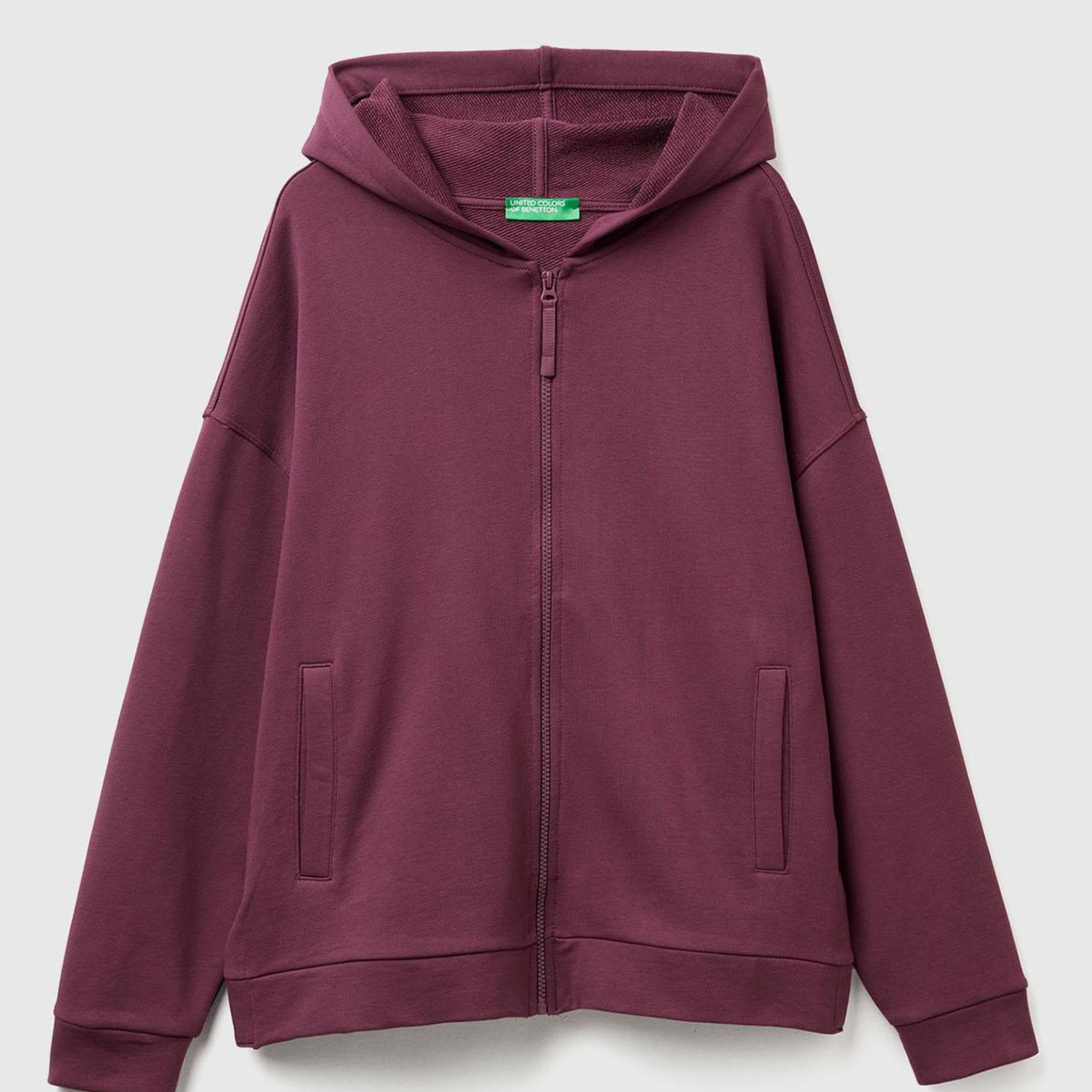 Kadın Mürdüm Logo Baskı Detaylı Kapüşonlu Relax Fit Sweatshirt