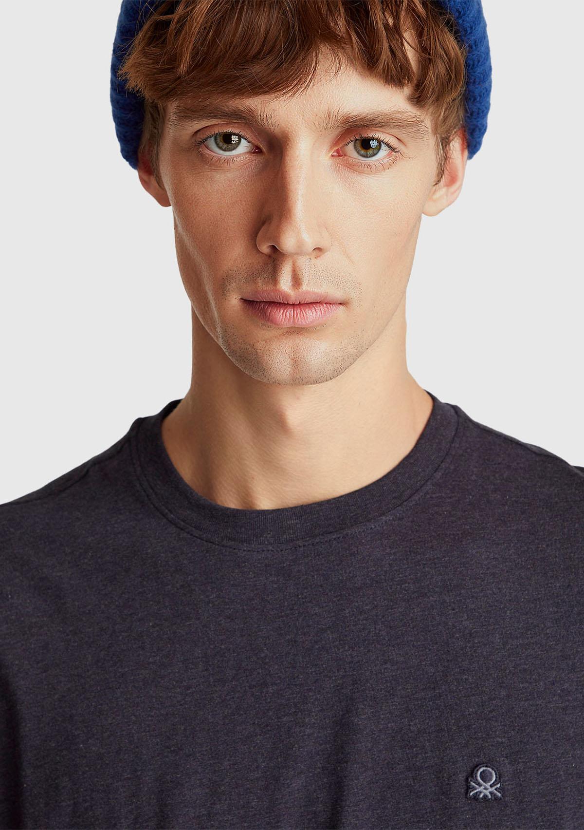 Erkek Lacivert Mix %100 Pamuk Logo İşlemeli Bisiklet Yaka T-Shirt