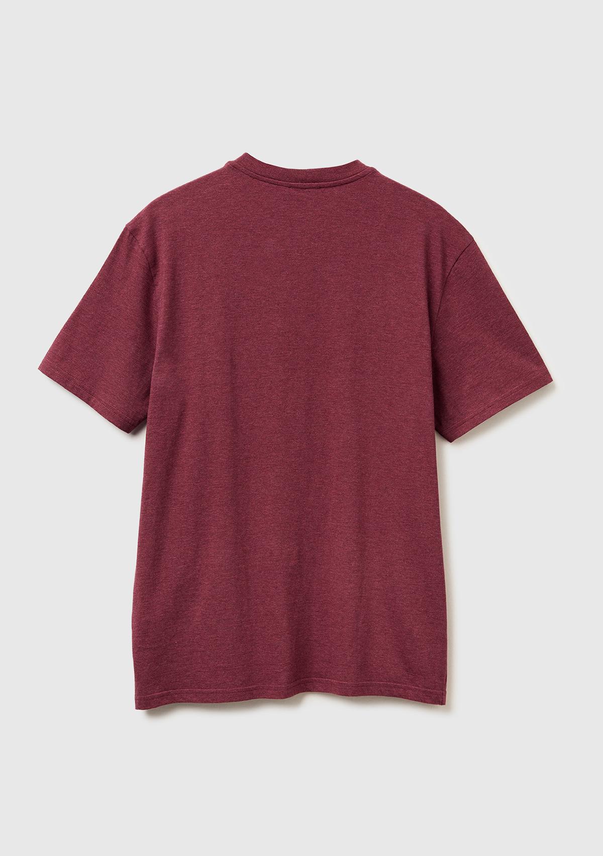 Erkek Bordo %100 Pamuk Logo İşlemeli Bisiklet Yaka T-Shirt