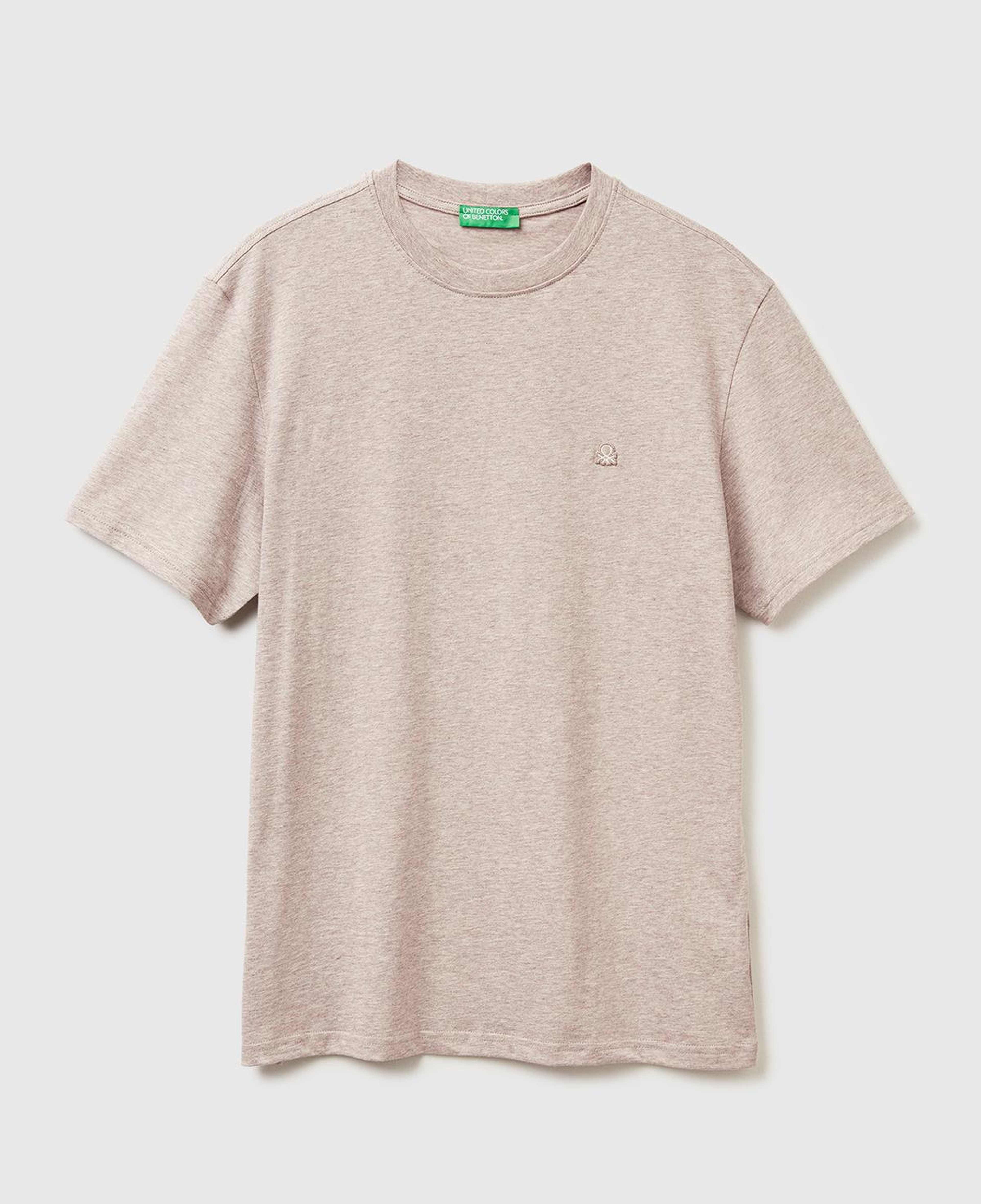 Erkek Gri %100 Pamuk Logo İşlemeli Bisiklet Yaka T-Shirt