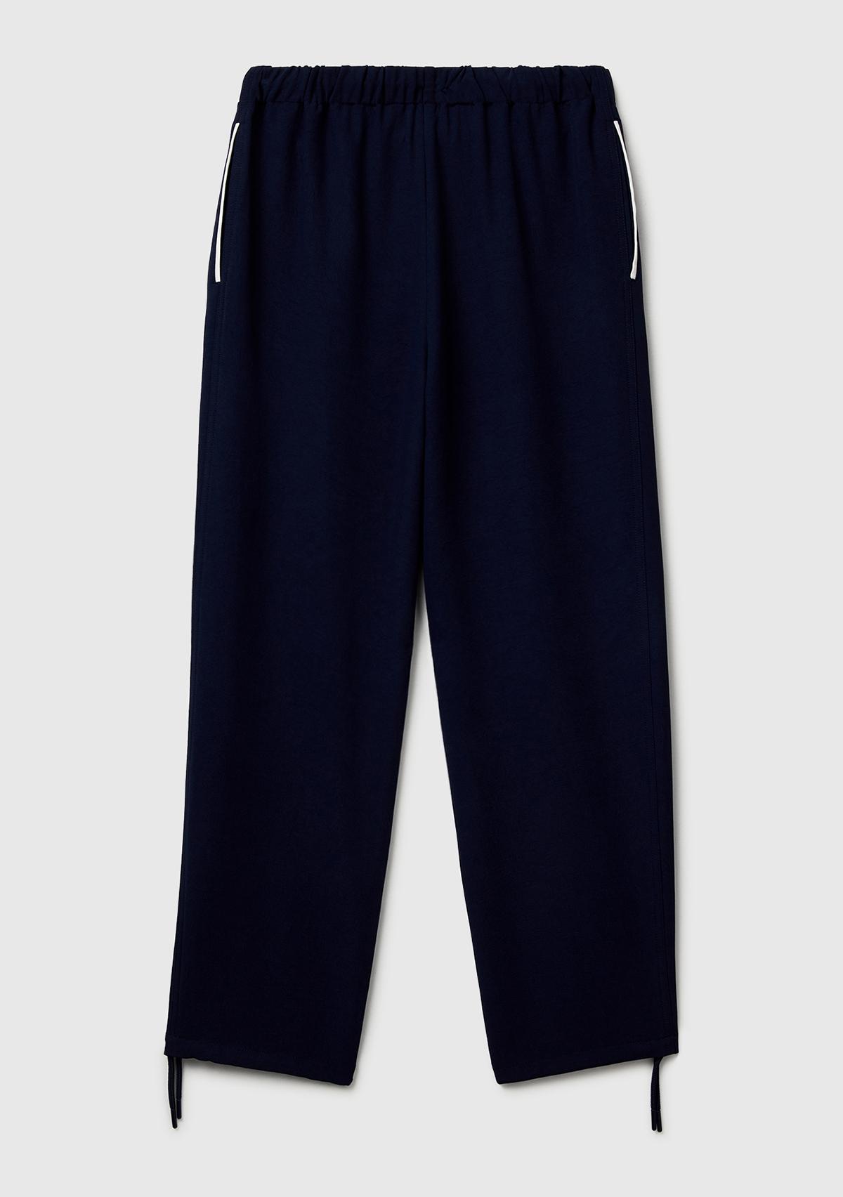 Kadın Lacivert Beli Bağcıklı Cepli Pantolon