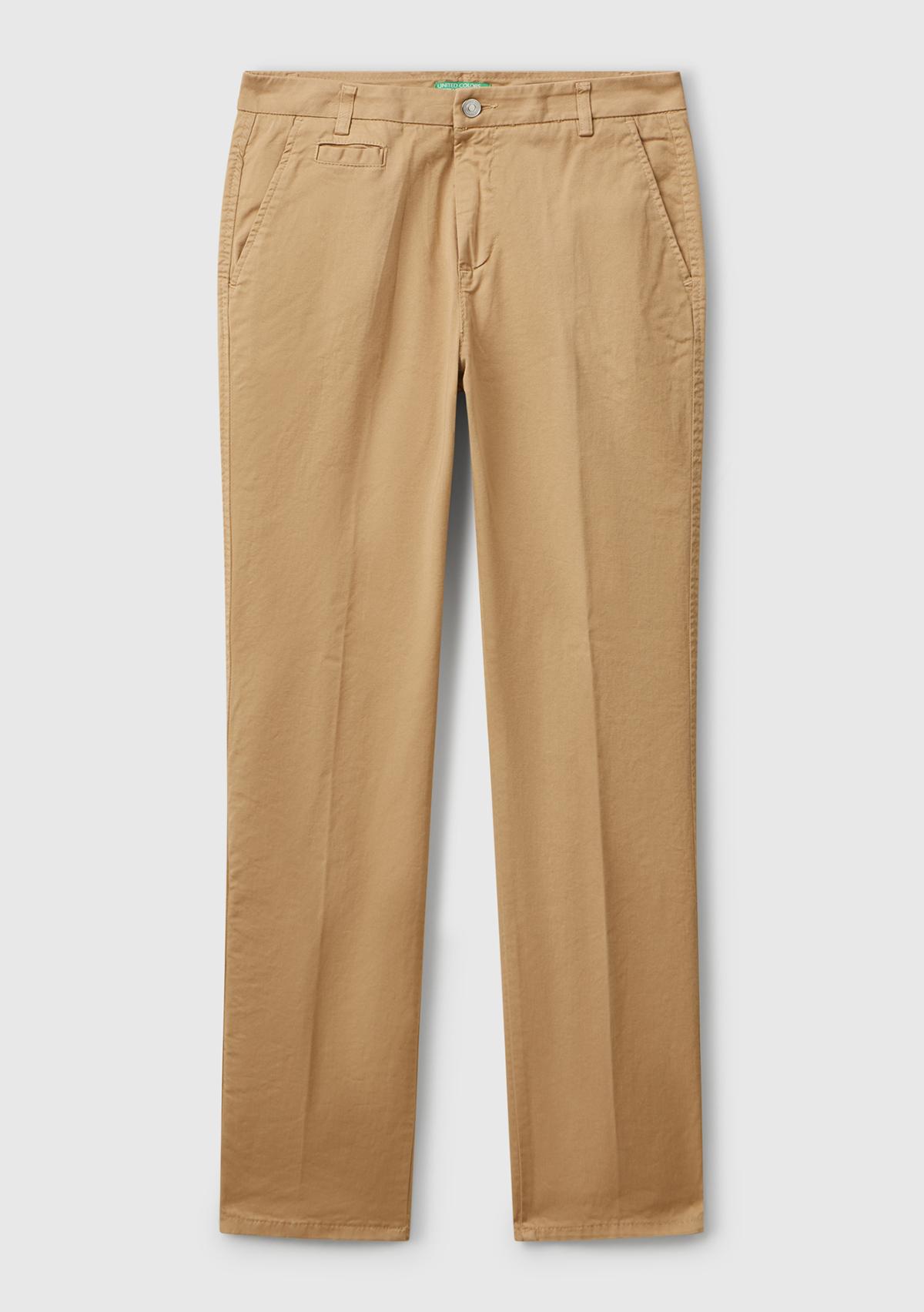 Kadın Kahverengi  Elastanlı Basic Chino Pantolon