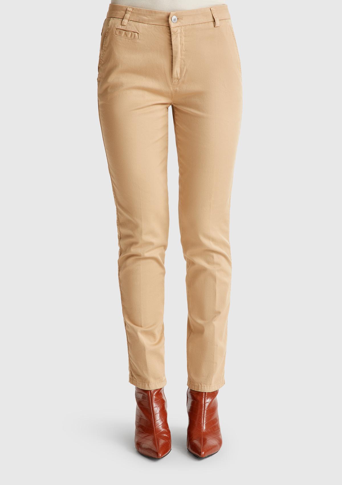 Kadın Kahverengi  Elastanlı Basic Chino Pantolon