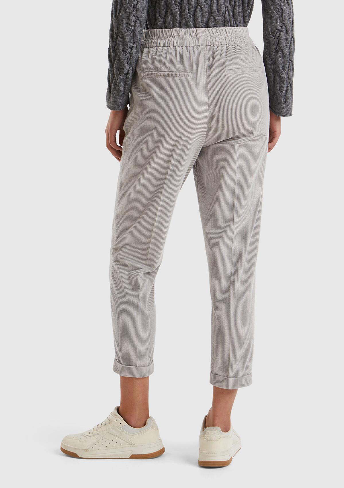 Kadın Açık Bej Beli Lastikli Kadife Pantolon