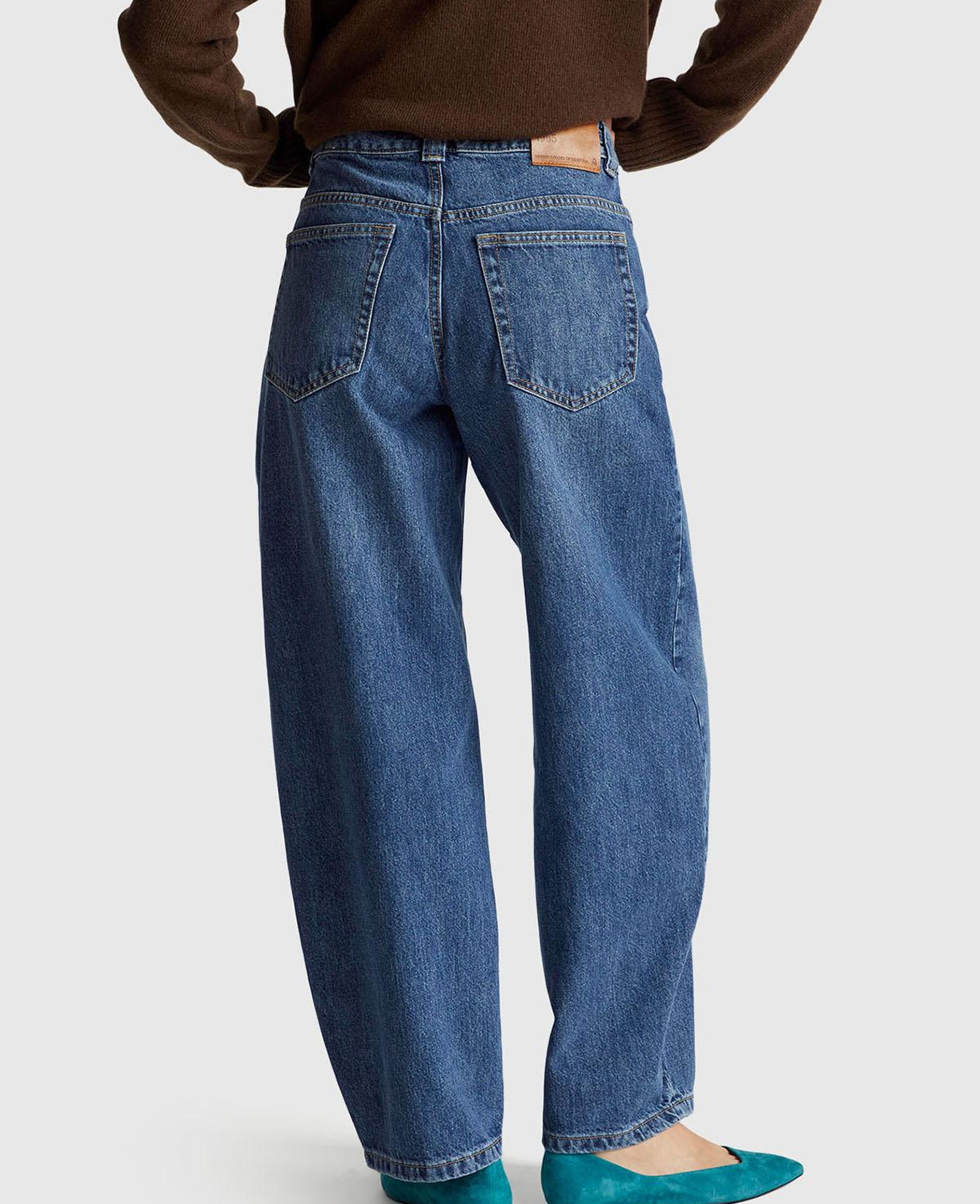 Kadın Koyu Mavi %100 Pamuk Bağcık Detaylı Denim Pantolon