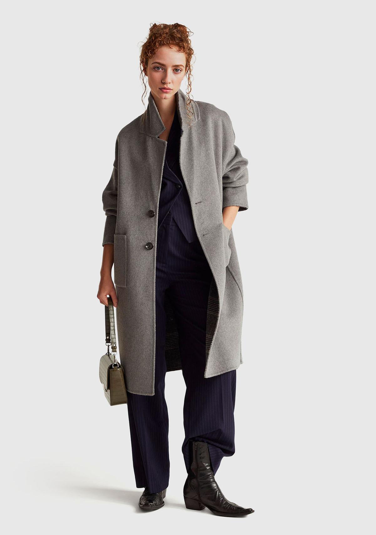 Kadın Lacivert Desenli Viskoz Karışımlı Cepli Bol Paça Pantolon