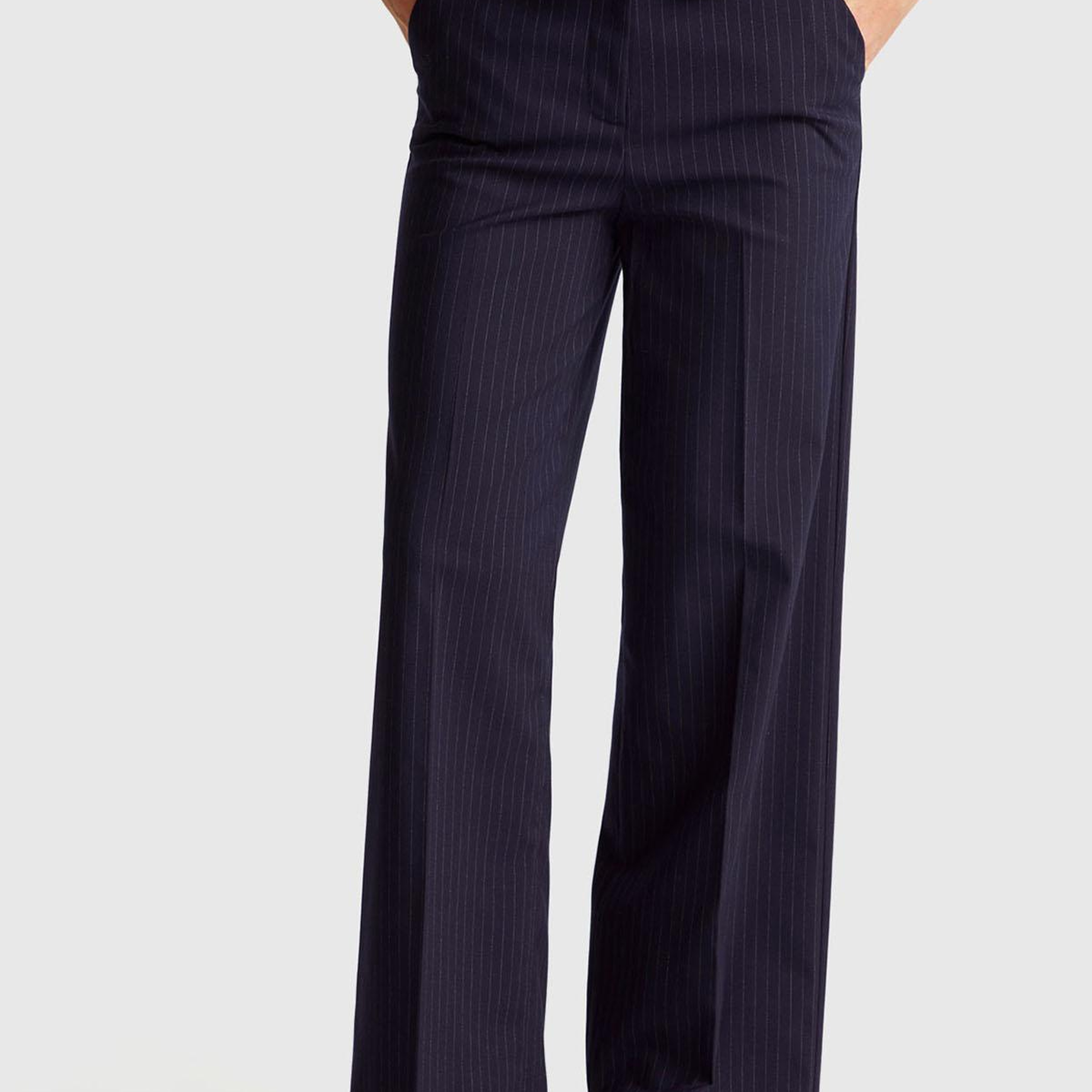 Kadın Lacivert Desenli Viskoz Karışımlı Cepli Bol Paça Pantolon