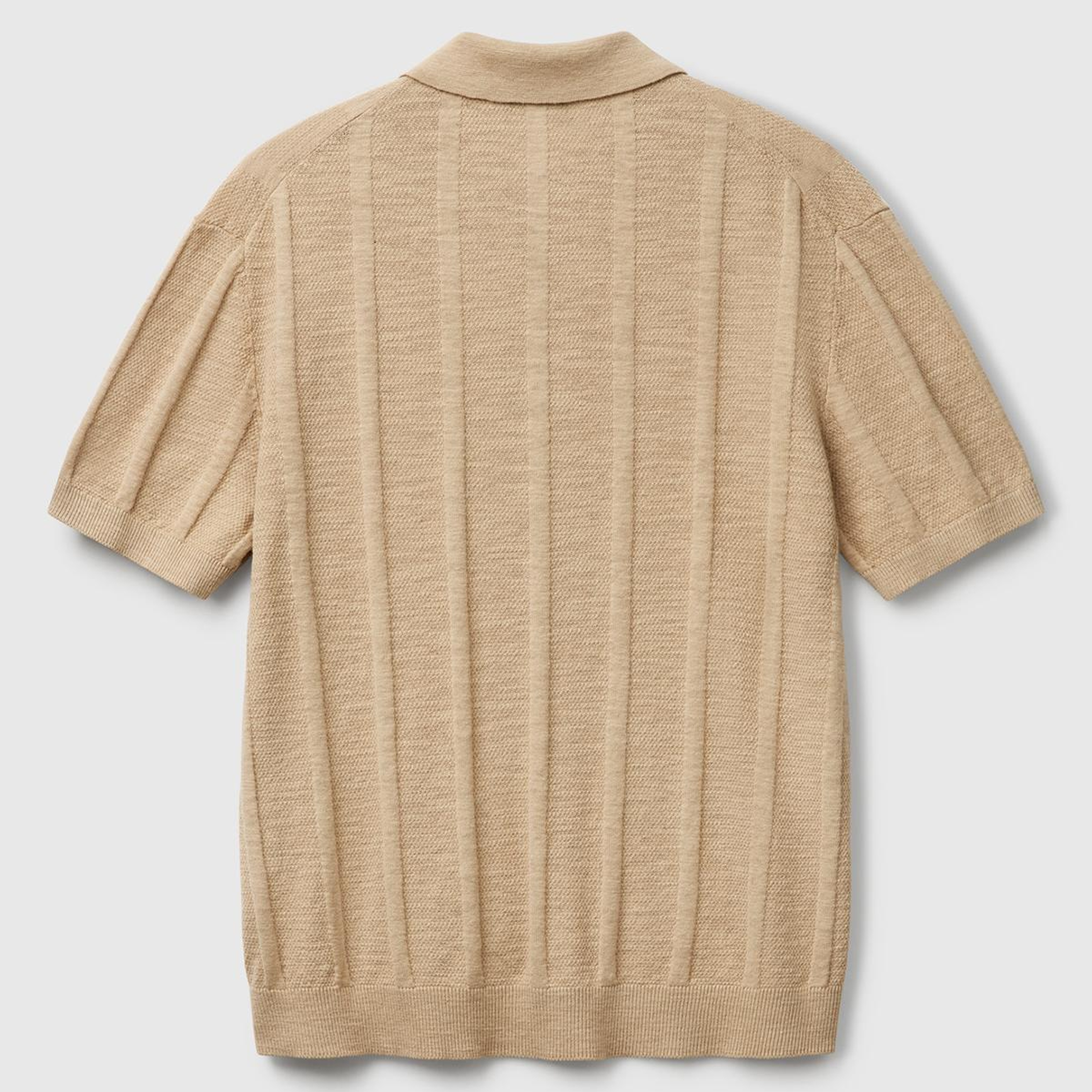 Erkek Bej Keten Pamuk Karışımlı Kontrastlı Düğmeli Regular Fit Triko Polo T-Shirt
