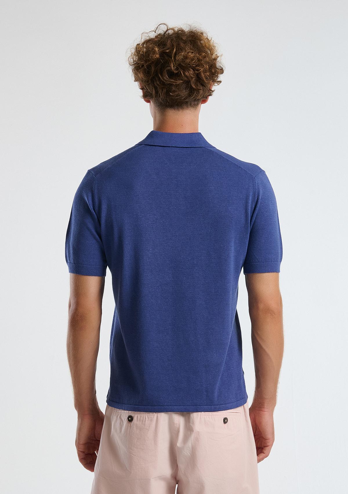 Erkek Lavanta Mavisi Kenevir Karışımlı Regular Fit Triko Polo T-Shirt