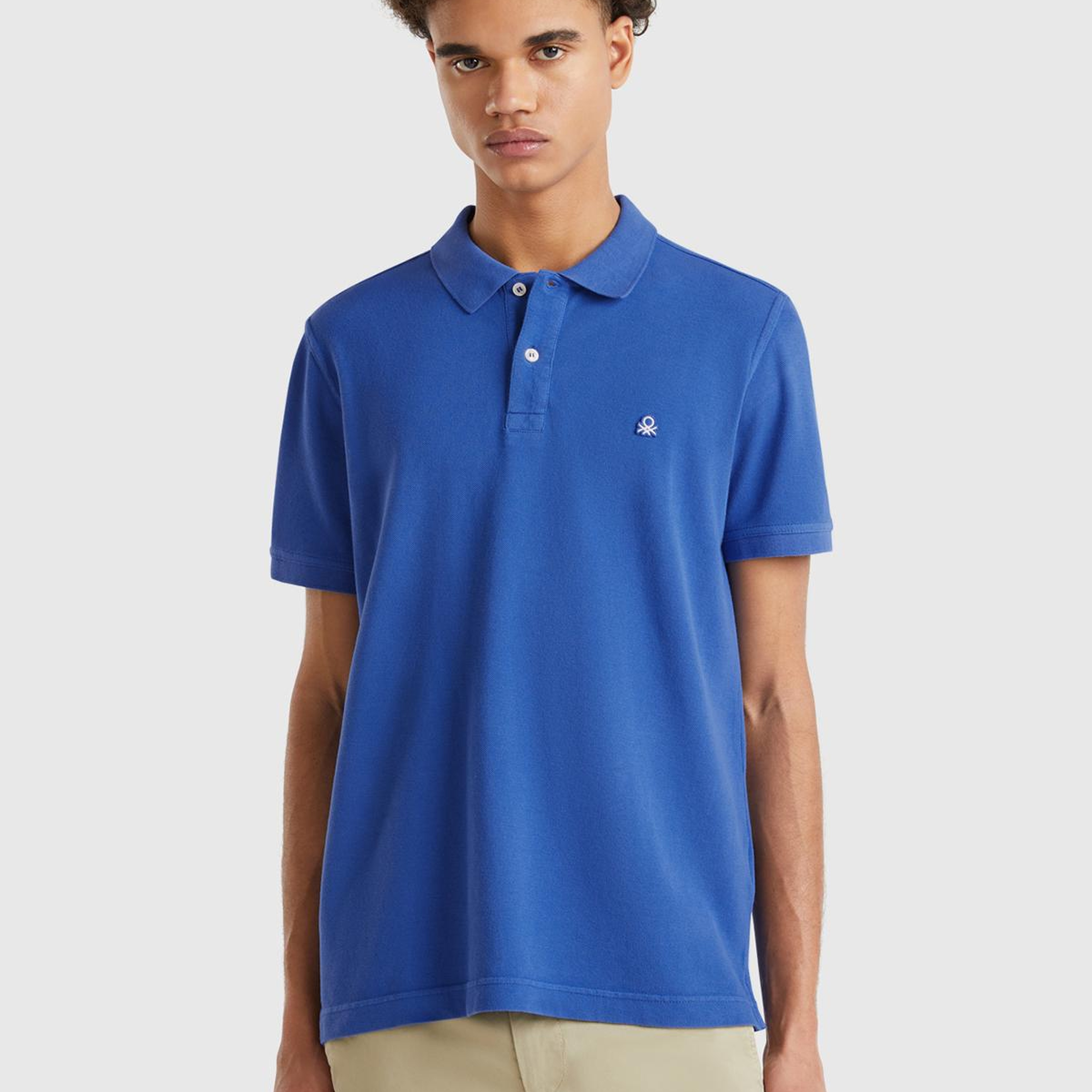 Erkek Saks Mavi Regular Fit Kısa Kollu Polo T-Shirt