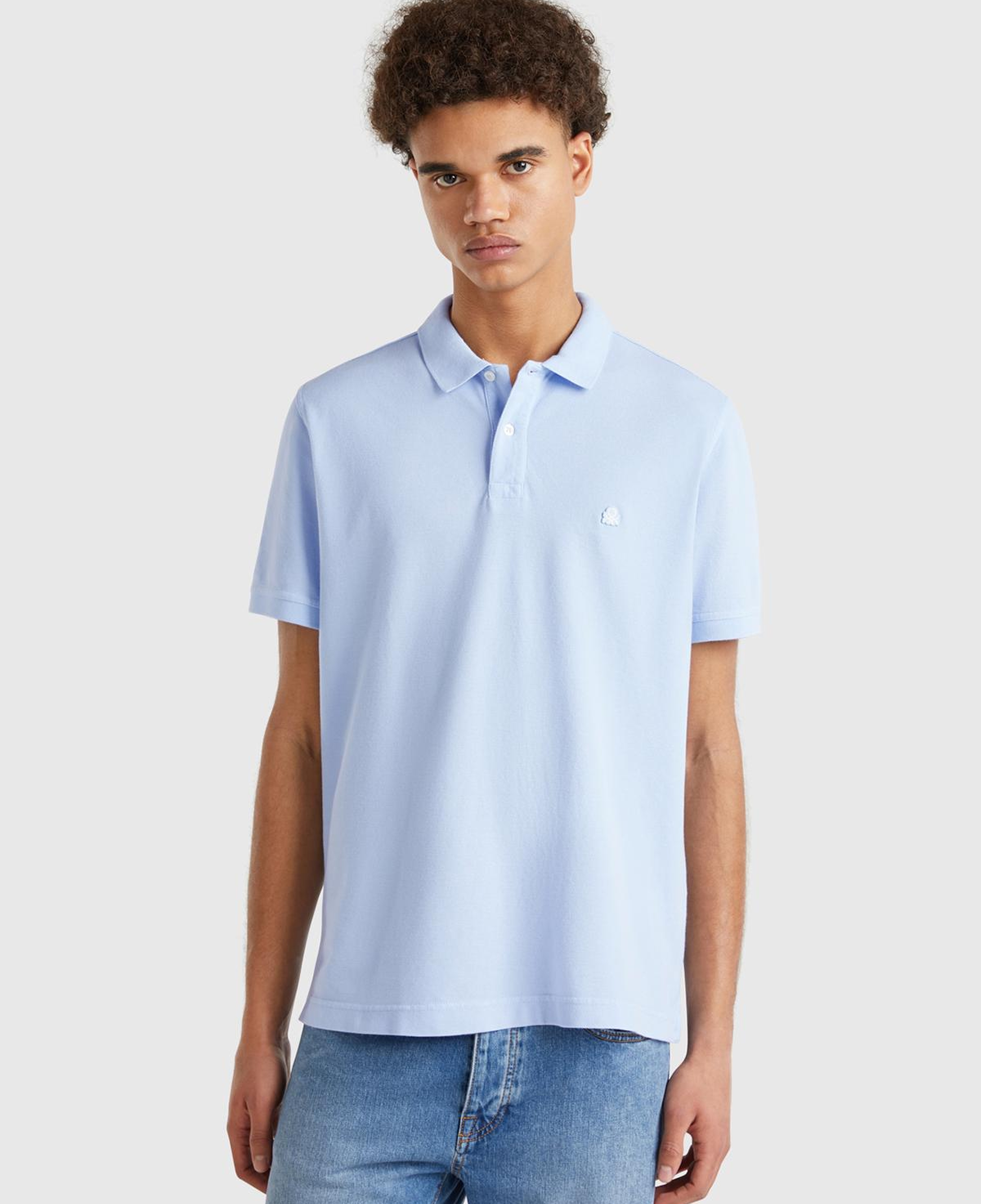 Erkek Açık Mavi Regular Fit Kısa Kollu Polo T-Shirt