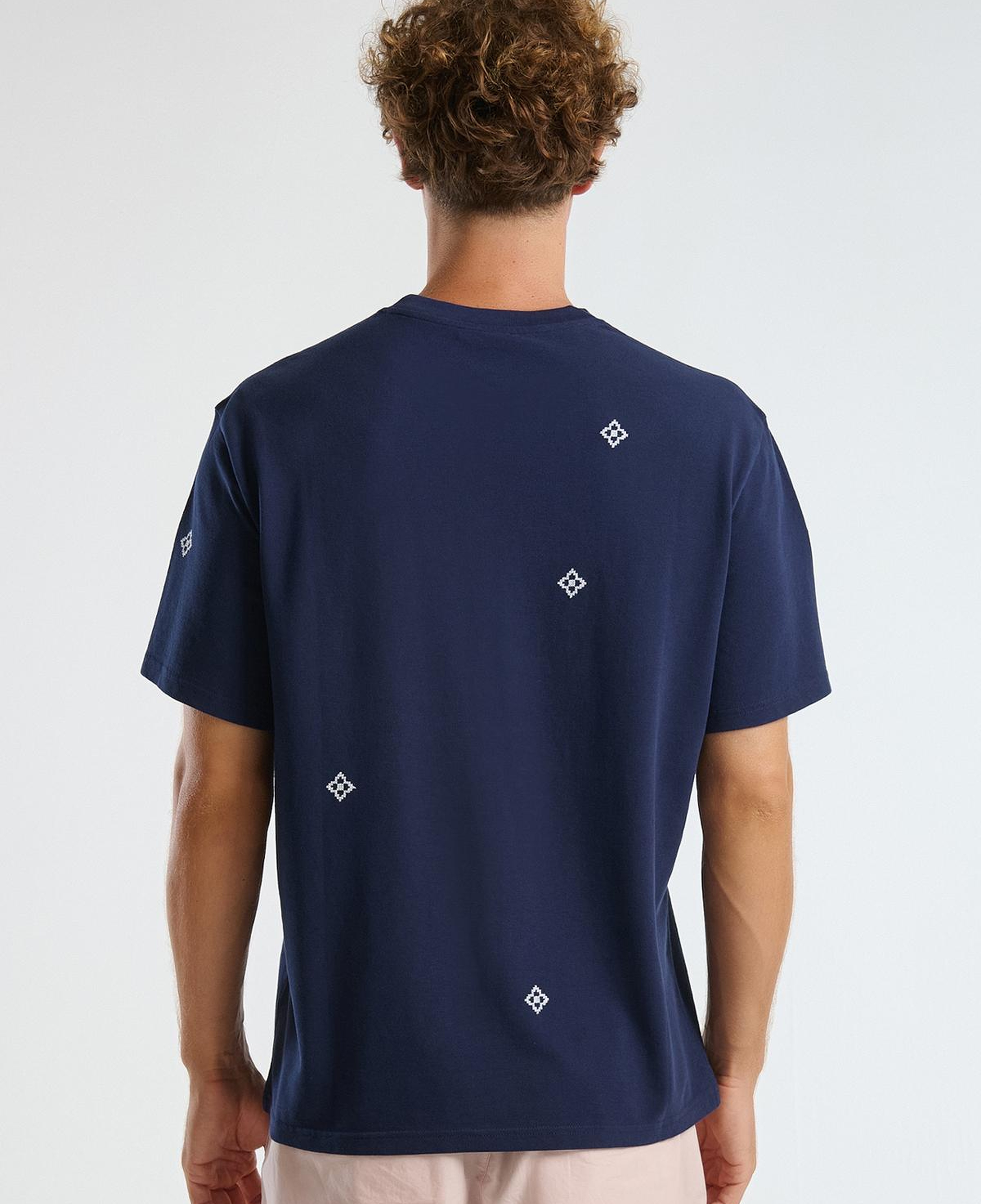 Erkek Lacivert %100 Koton Desenli Pike T-Shirt