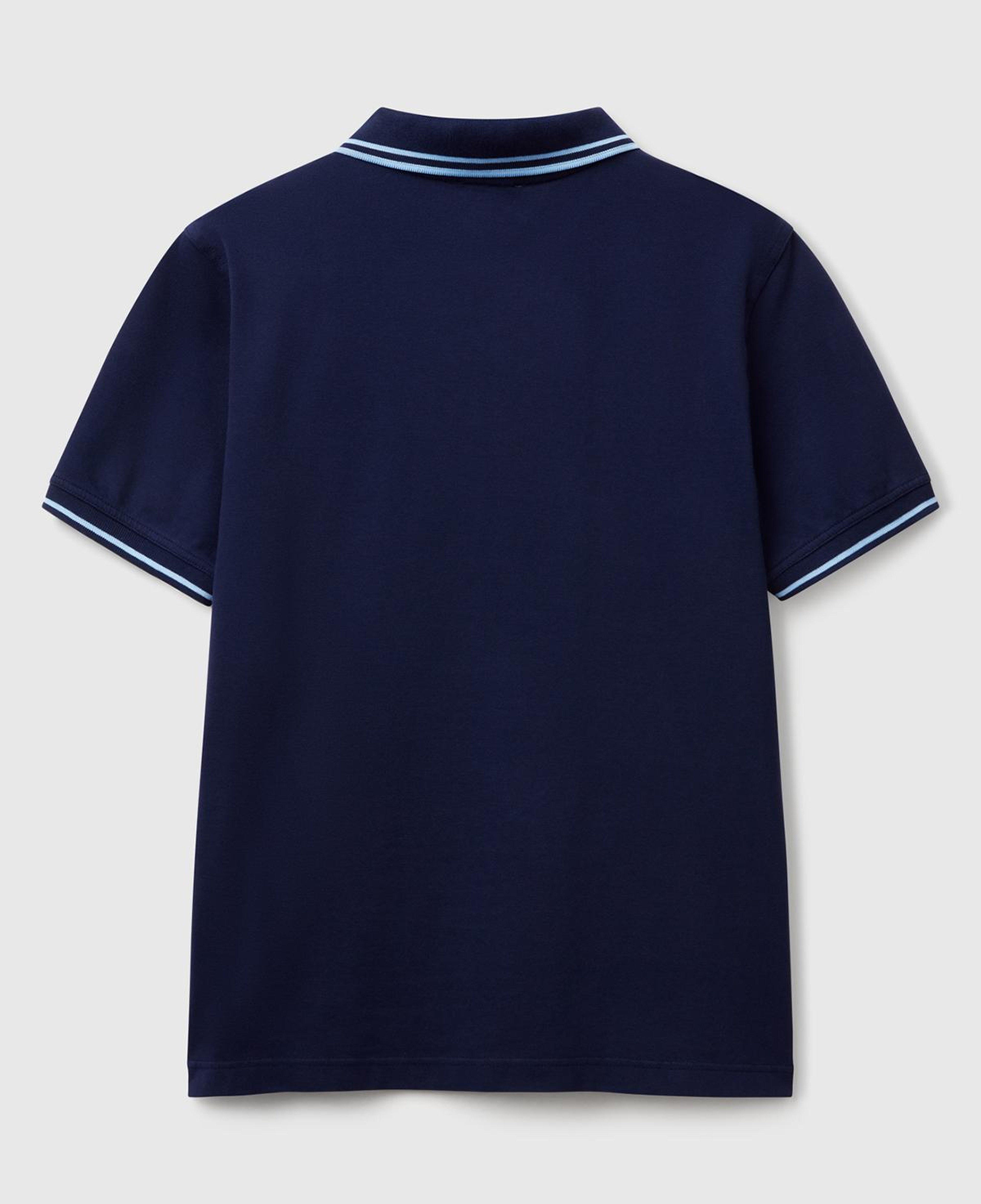 Erkek Lacivert Kol ve Yakası Çizgili Polo T-Shirt