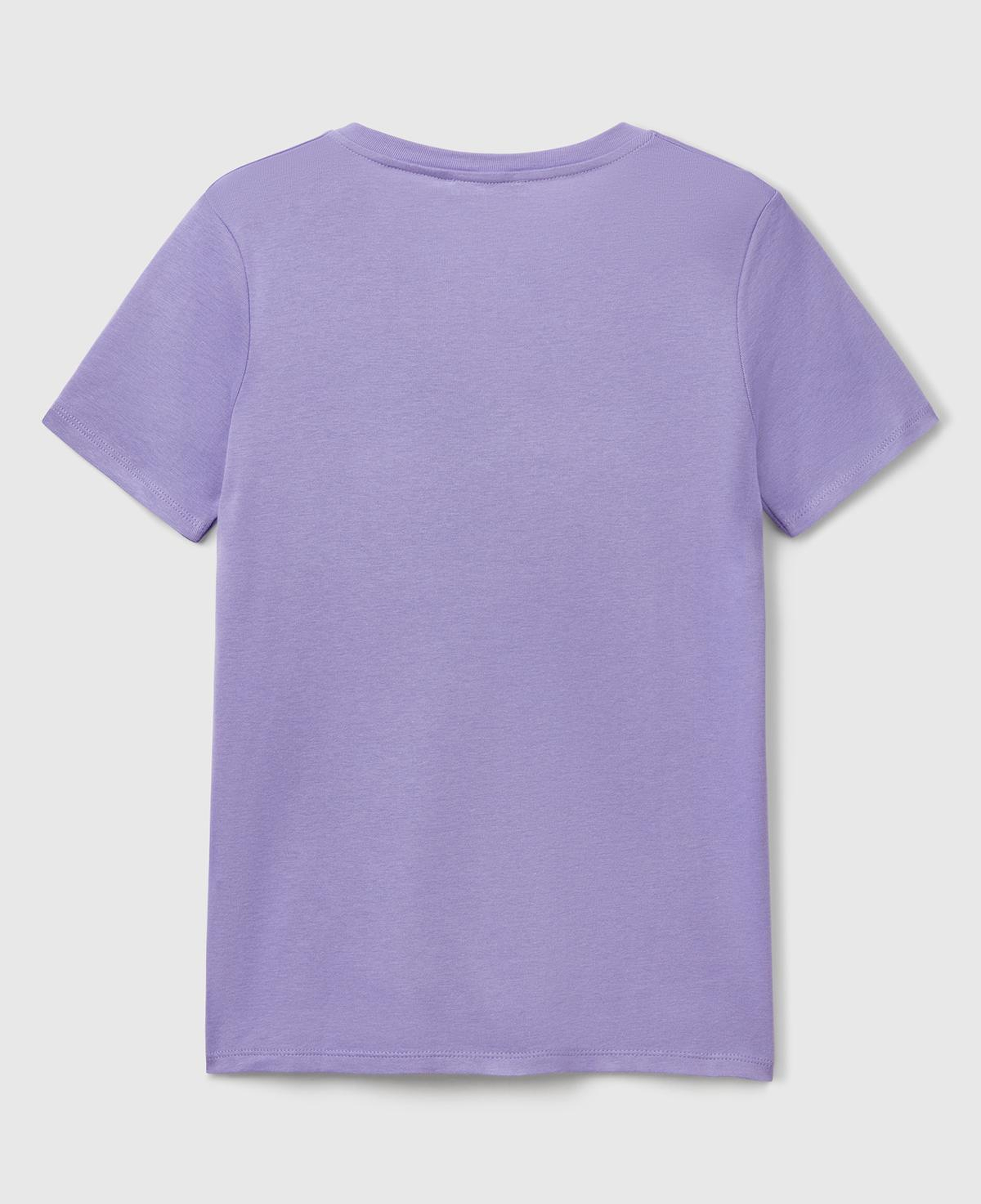 Kadın Mor %100 Pamuk V Yaka Basic T-Shirt