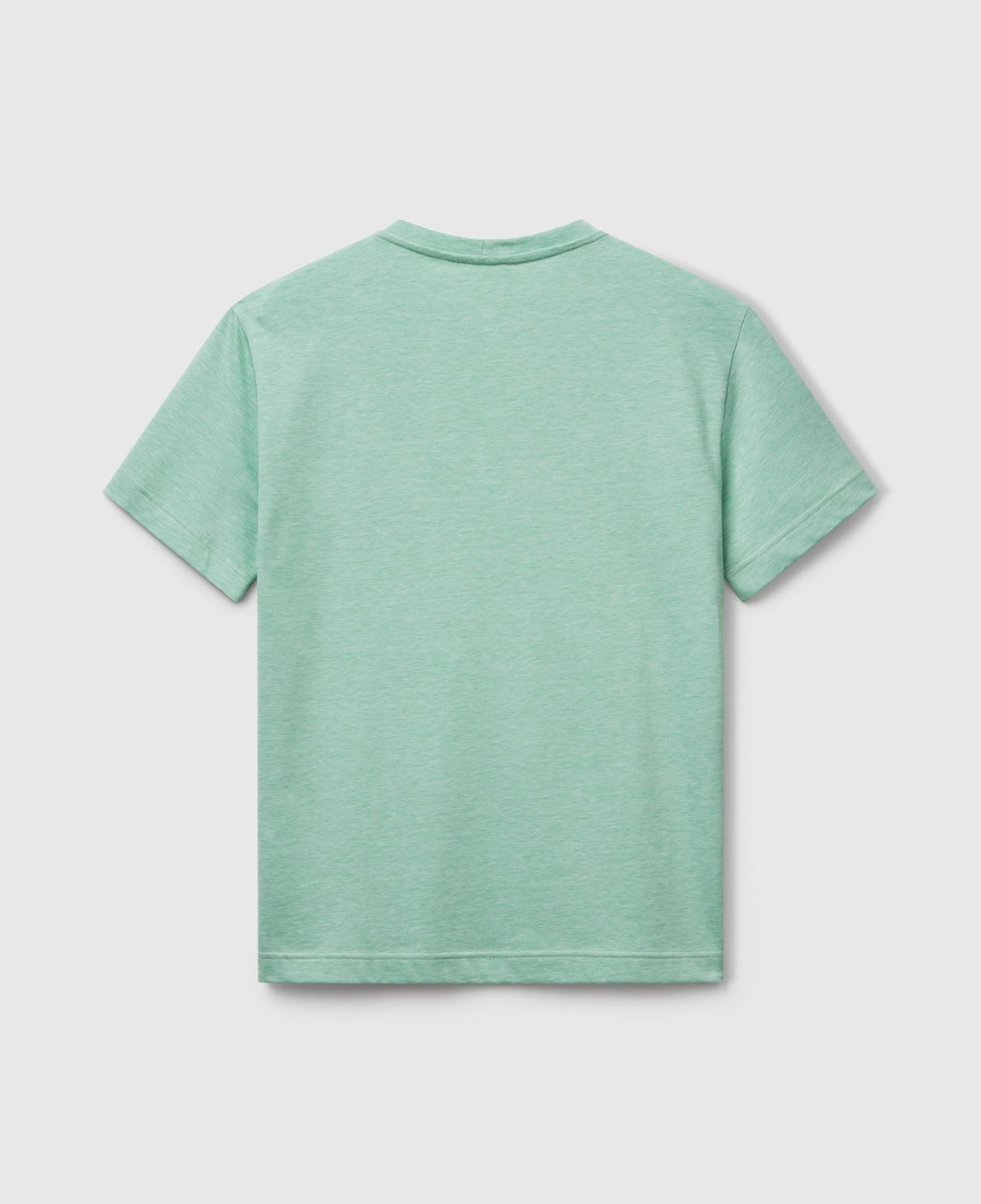 Erkek Yeşil %100 Pamuk Göğsü Yama Logo İşlemeli Bisiklet Yaka T-Shirt
