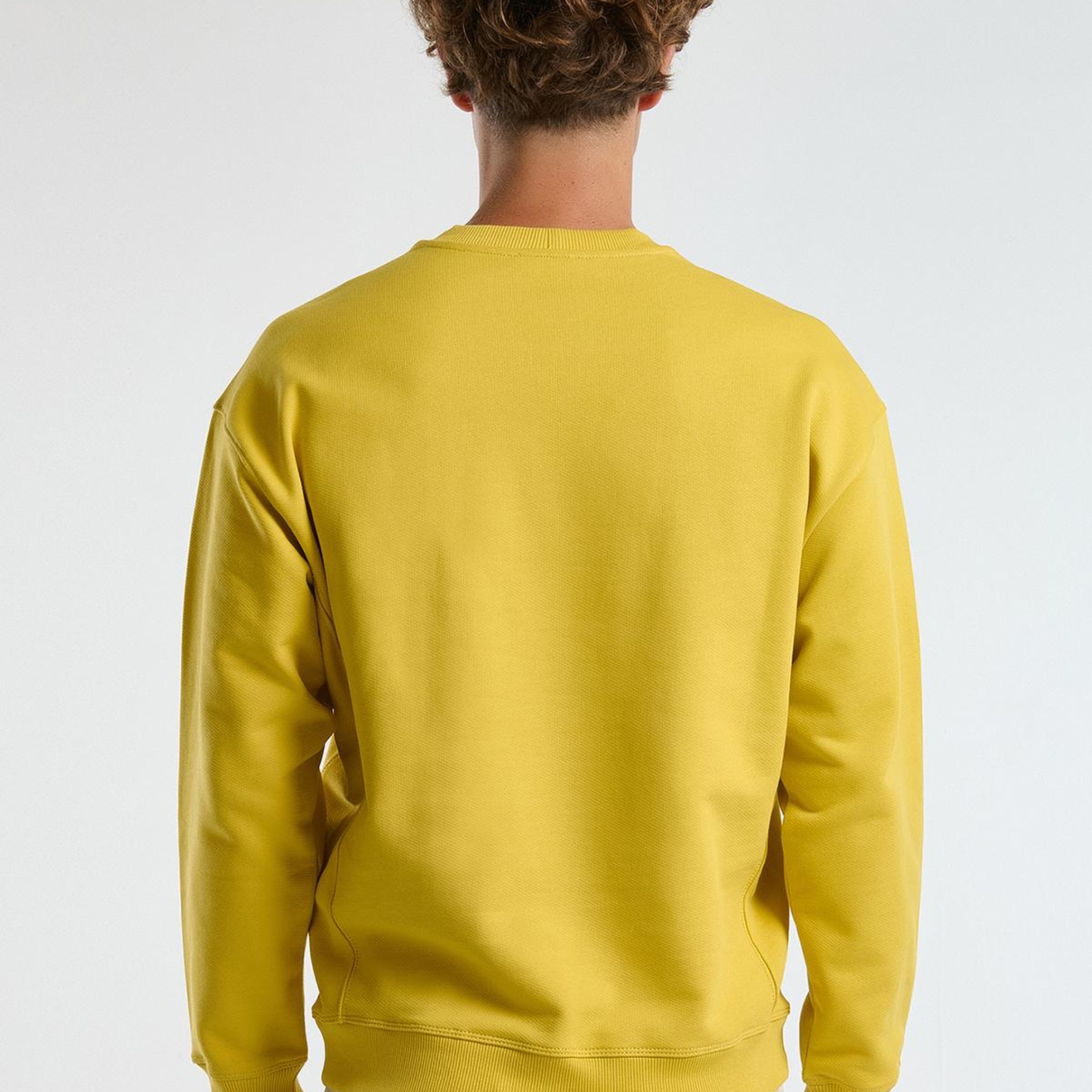 Erkek Sarı Pamuk Karışımlı Önü Yazı Baskılı Relax Fit Sweatshirt