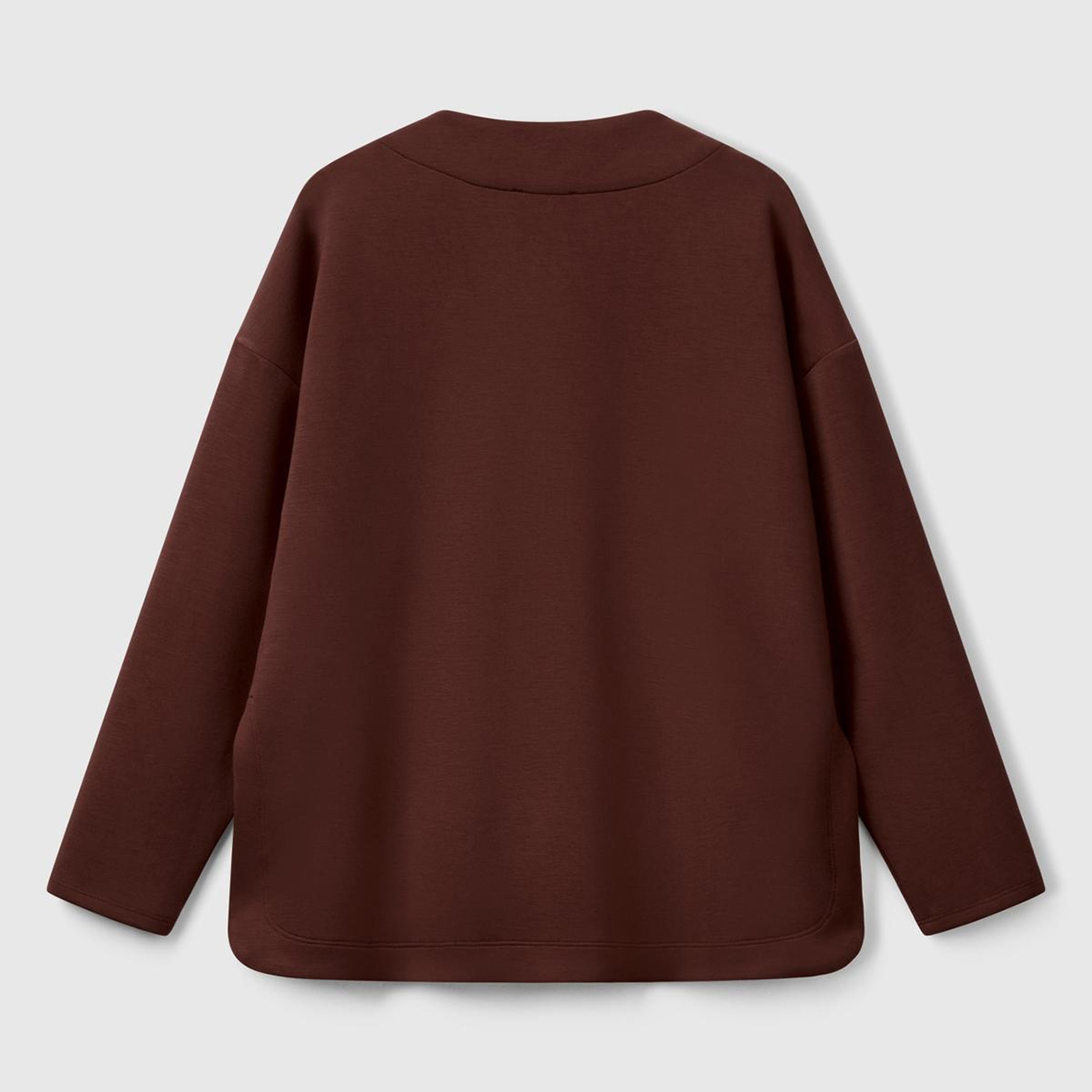Kadın Kahverengi Modal Karışımlı V Yaka Uzun Kollu Sweatshirt