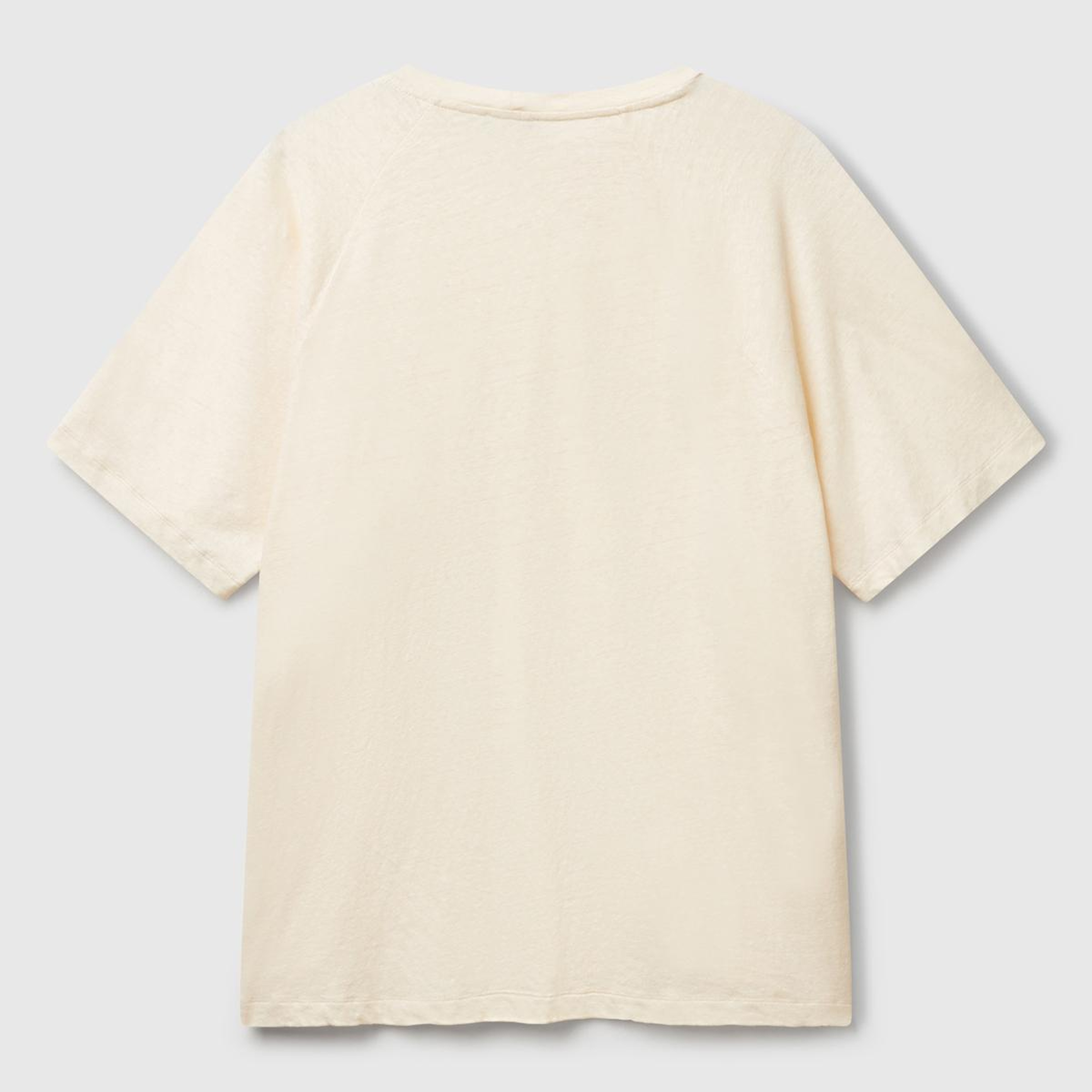 Erkek Taş Rengi Pamuk ve Keten Karışımlı Reglan Kol Relax Fit T-Shirt