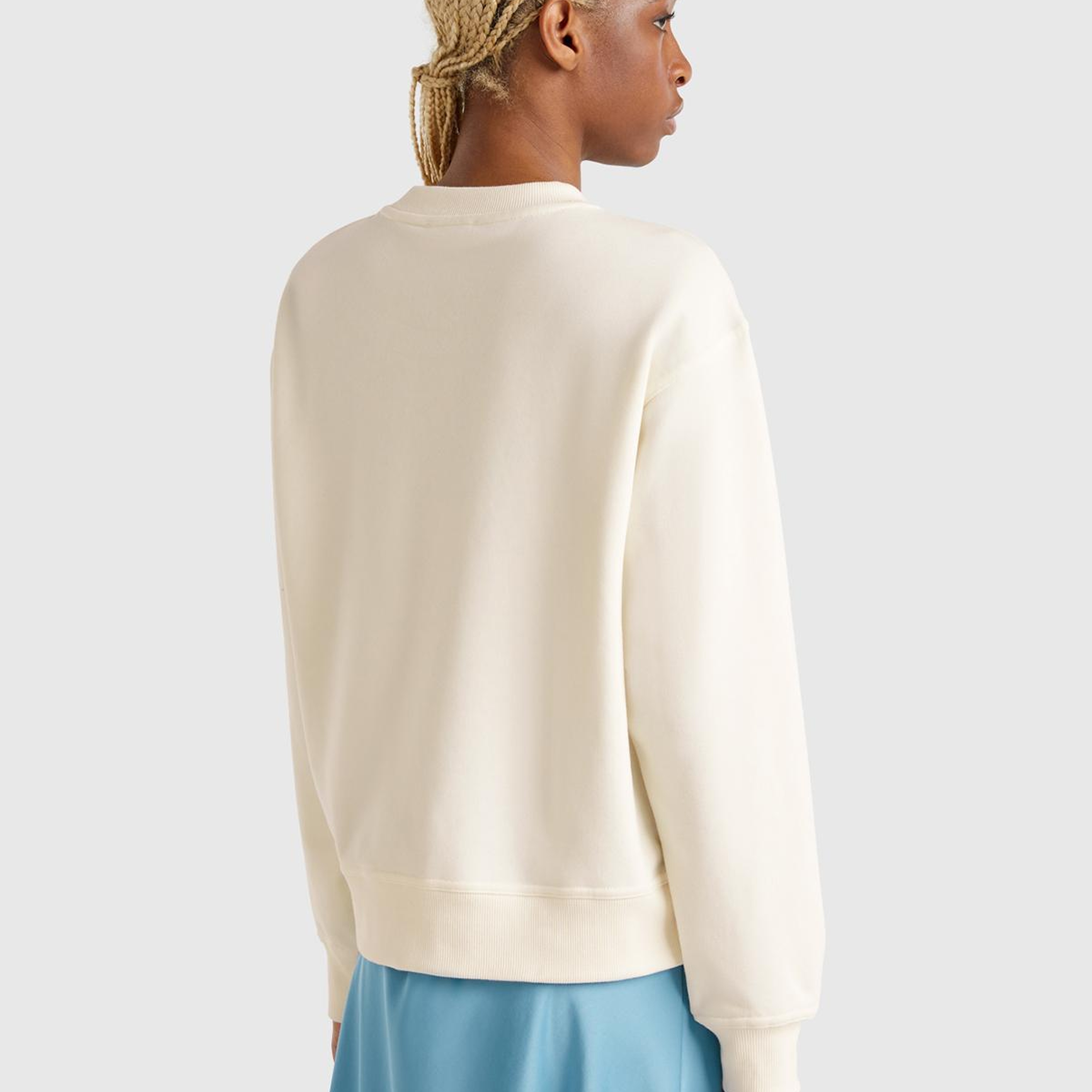 Kadın Krem Koton Karışımlı Çiçek Desenli Sweatsihrt