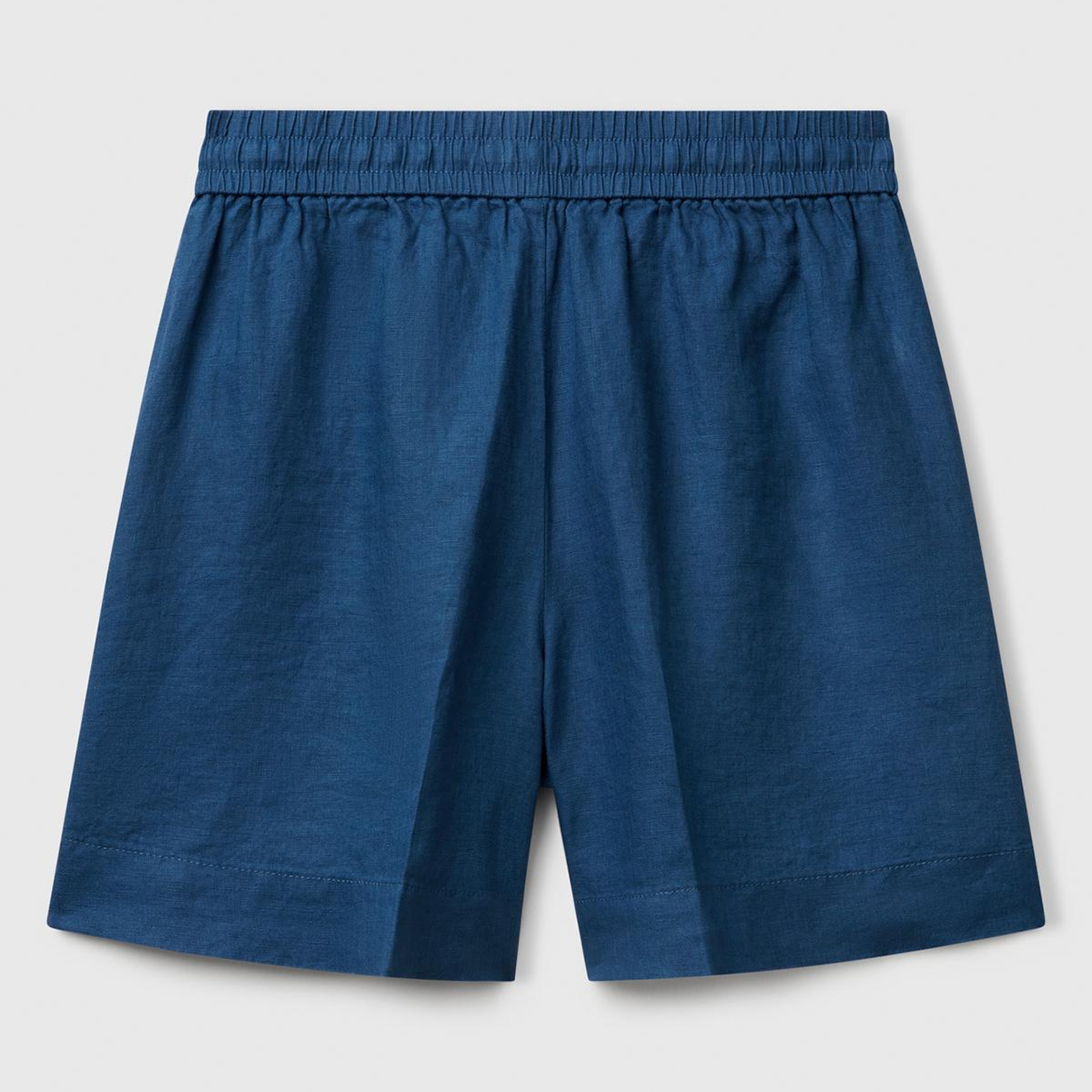 Kadın Denim %100 Keten Büzgü İpli Cepli Bermuda Şort