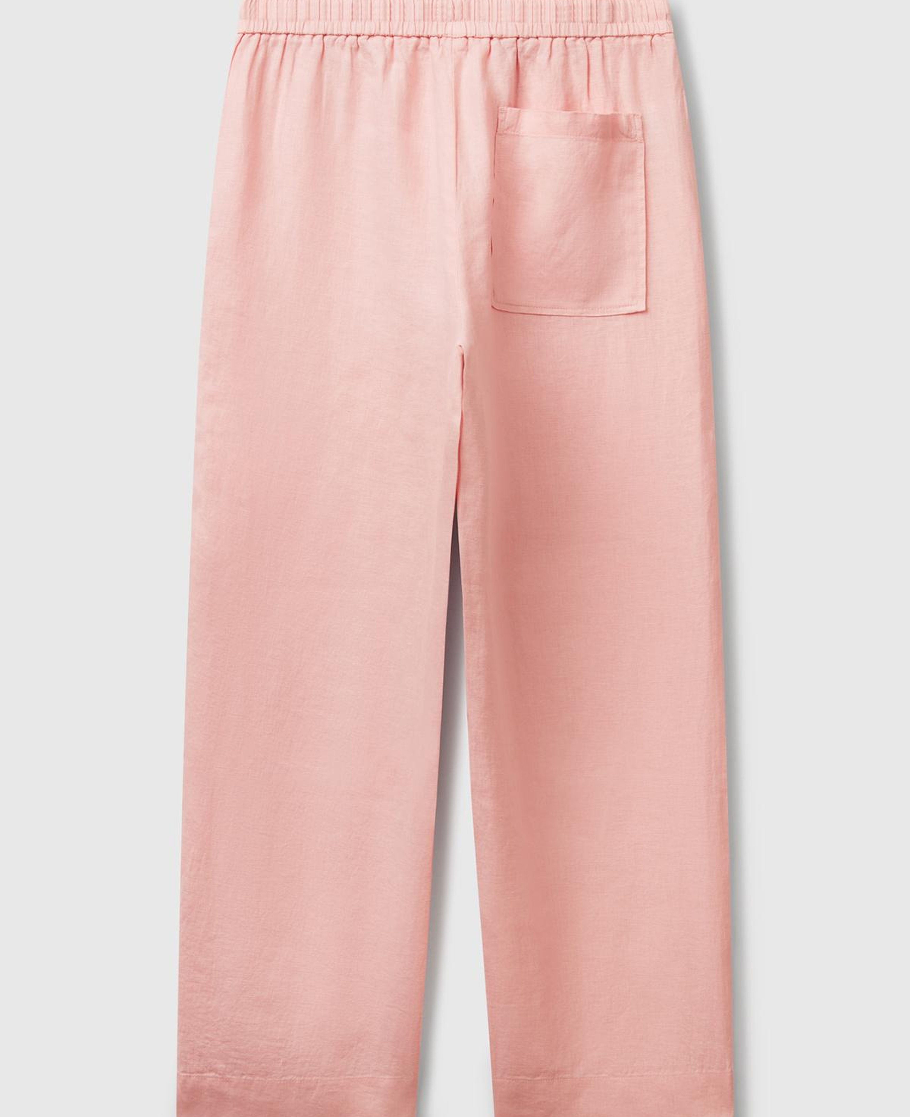 Kadın Pembe %100 Keten Büzgü İpli Cepli Sigaret Pantolon