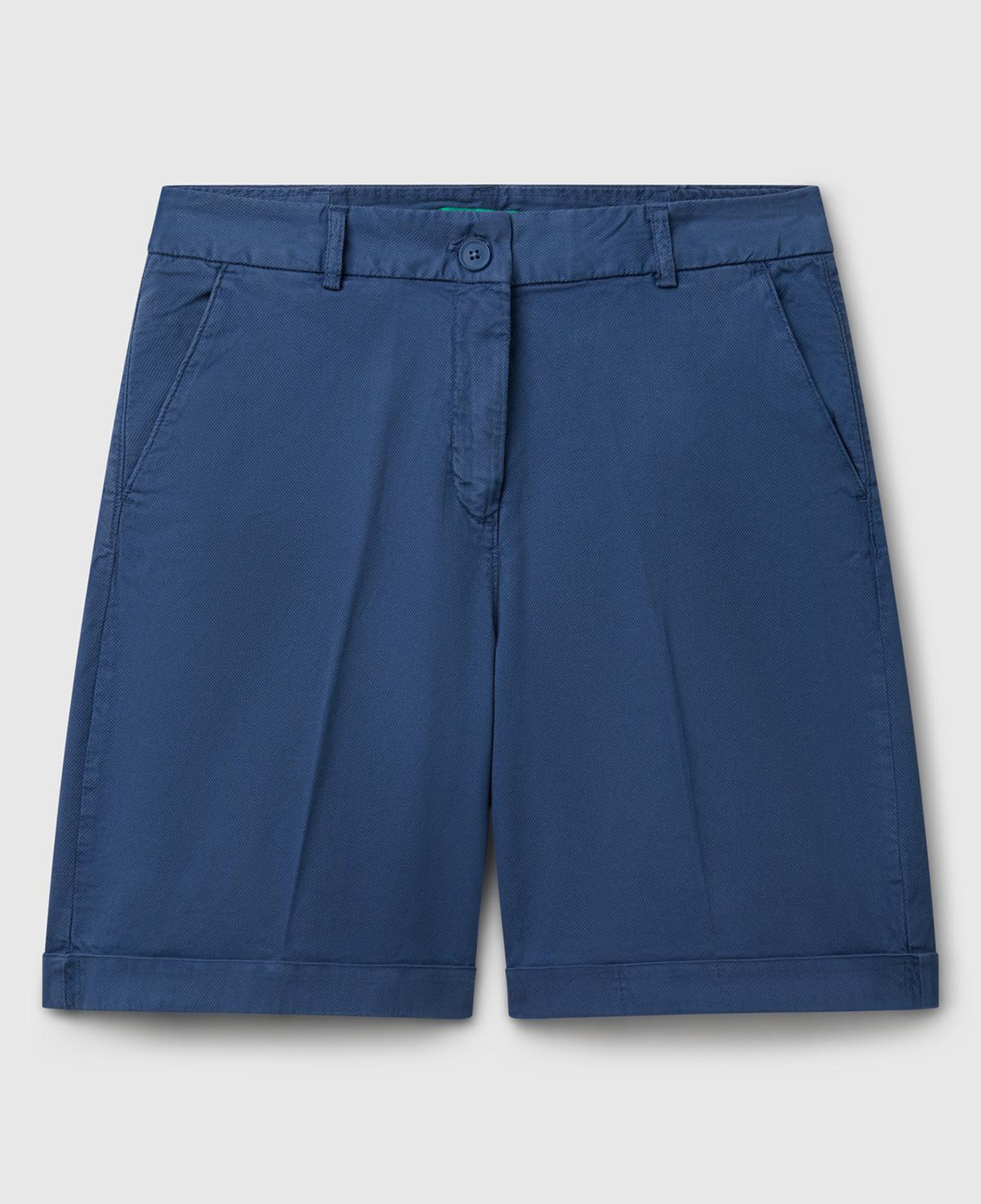 Kadın Denim Pamuk Karışımlı Önü Düğmeli Regular Fit Bermuda Şort