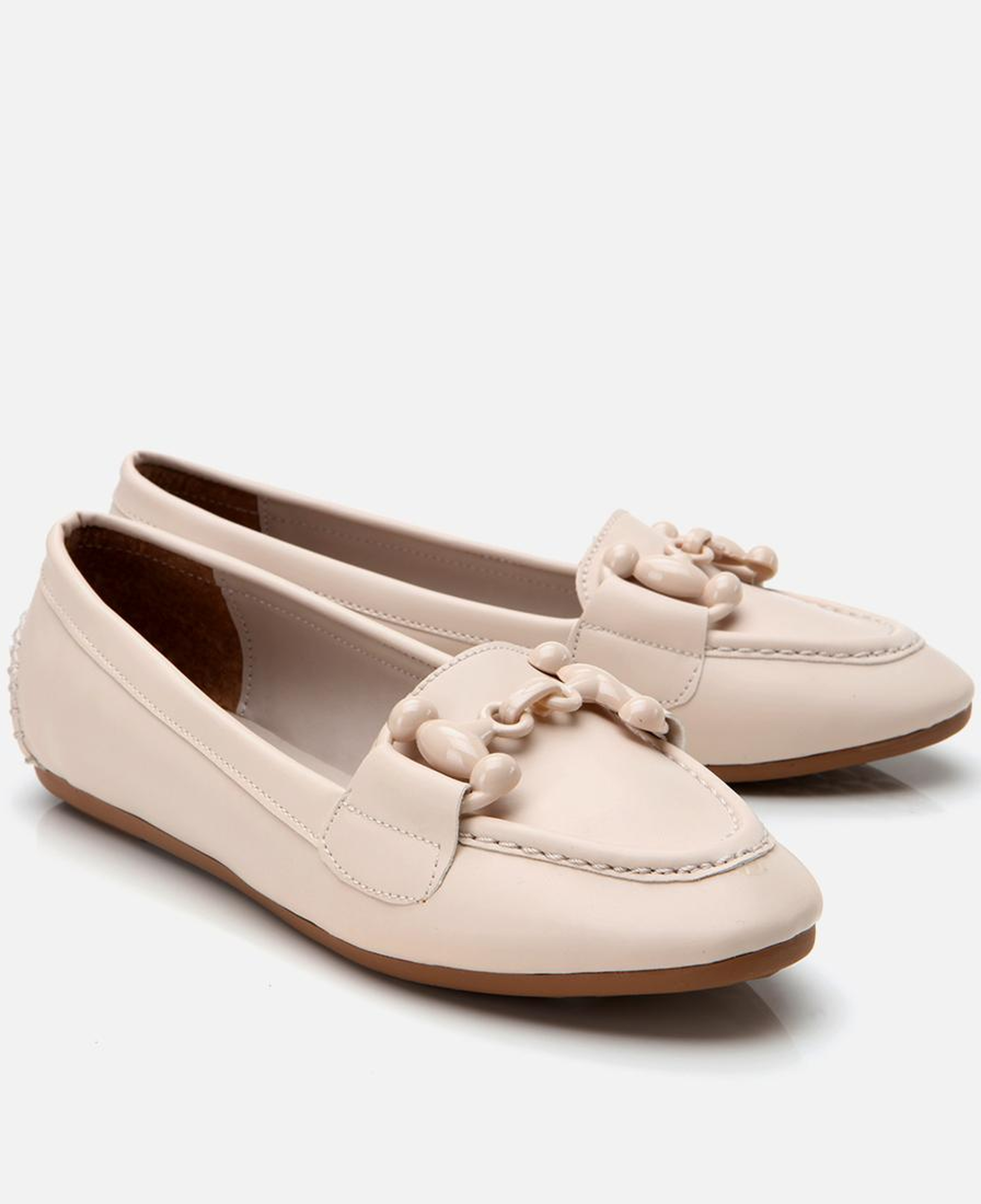 Kadın Ekru Yaya Tokalı Loafer