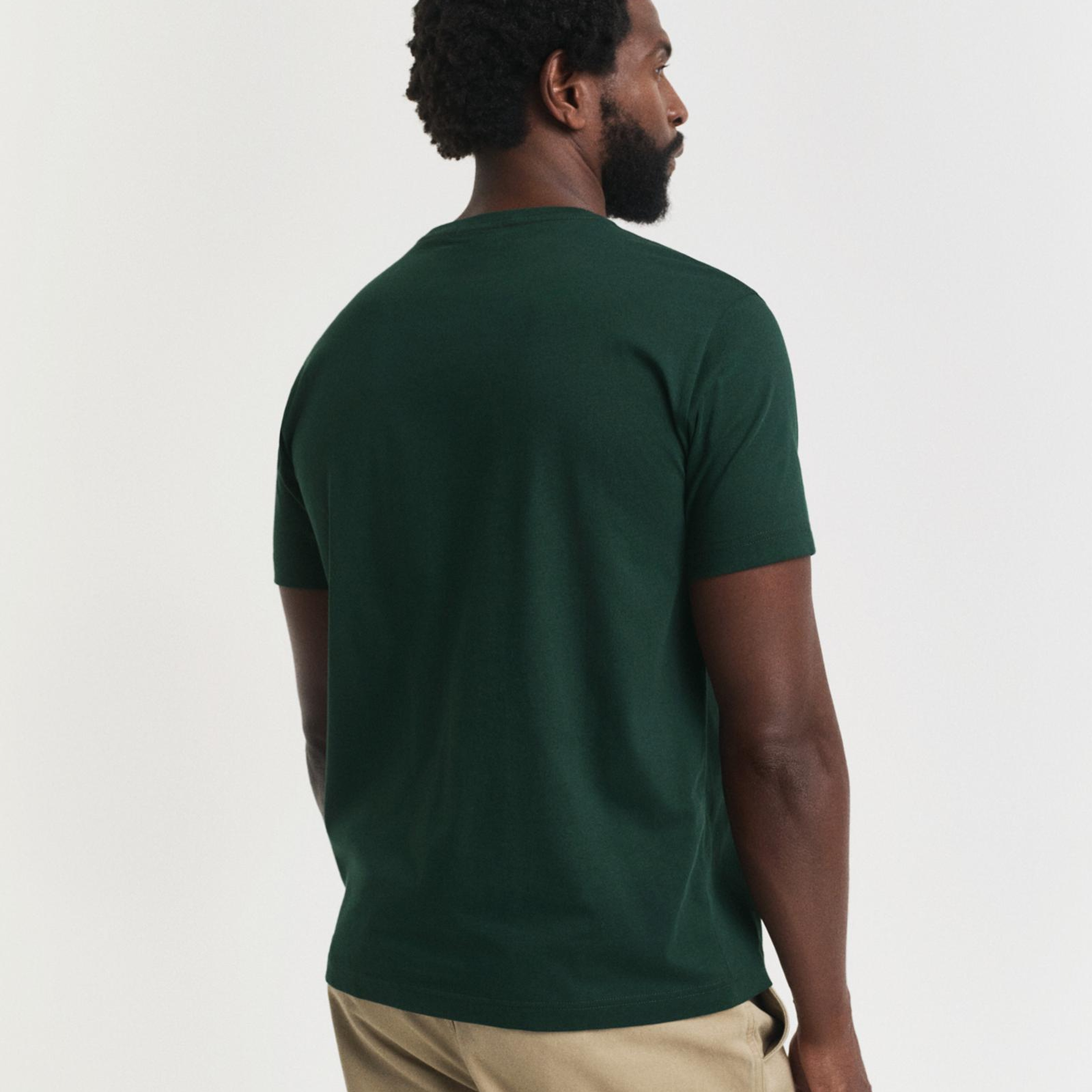 GANT Erkek Yeşil Regular Fit Bisiklet Yaka T-Shirt
