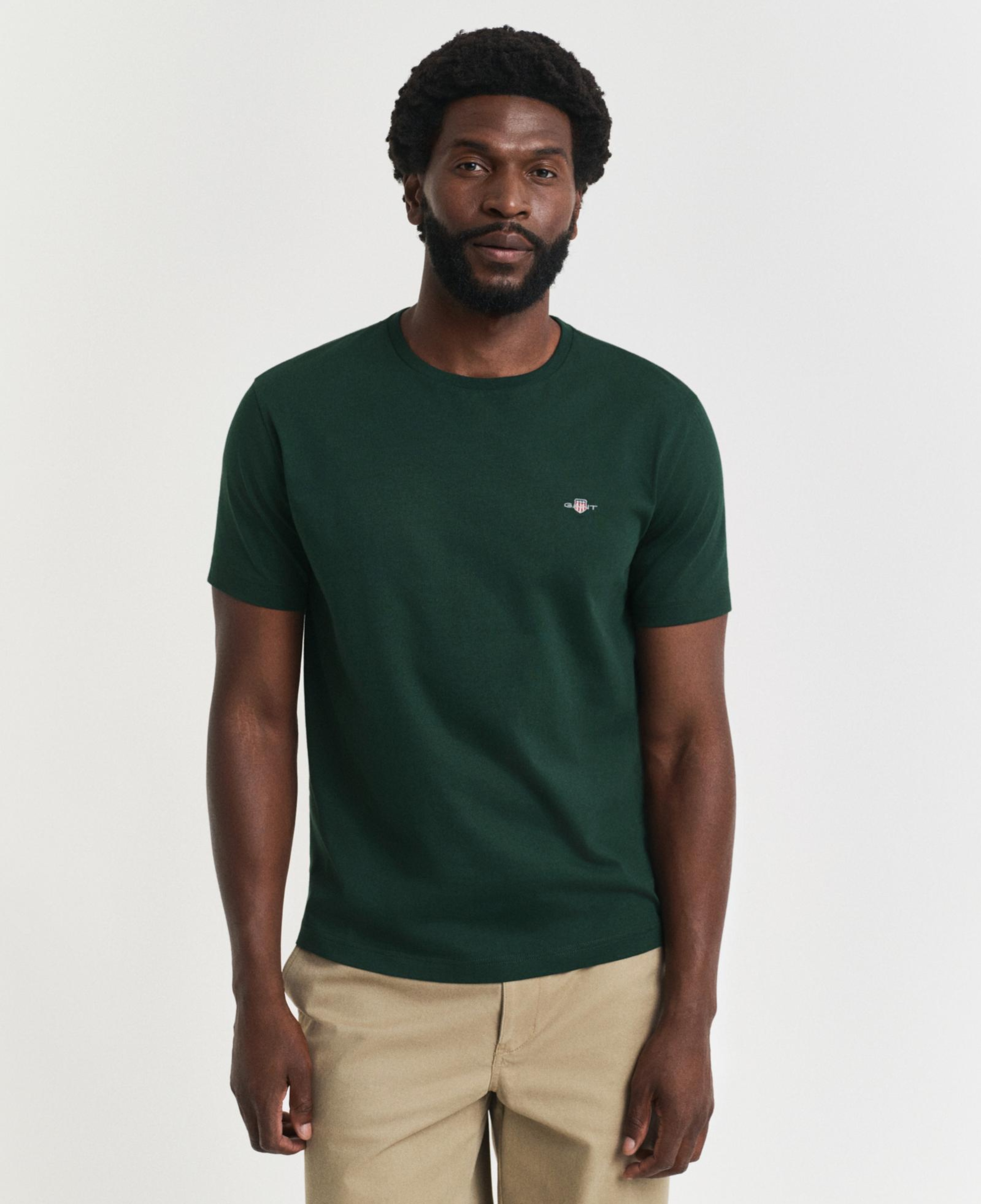 GANT Erkek Yeşil Regular Fit Bisiklet Yaka T-Shirt