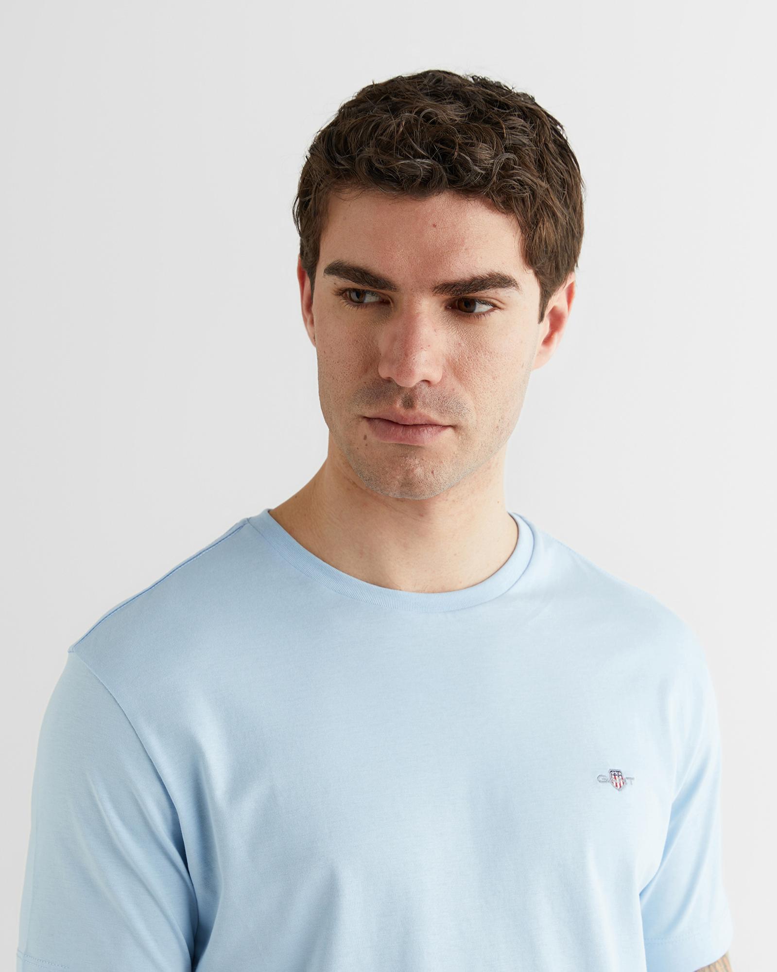 GANT Erkek Mavi Regular Fit Bisiklet Yaka T-Shirt