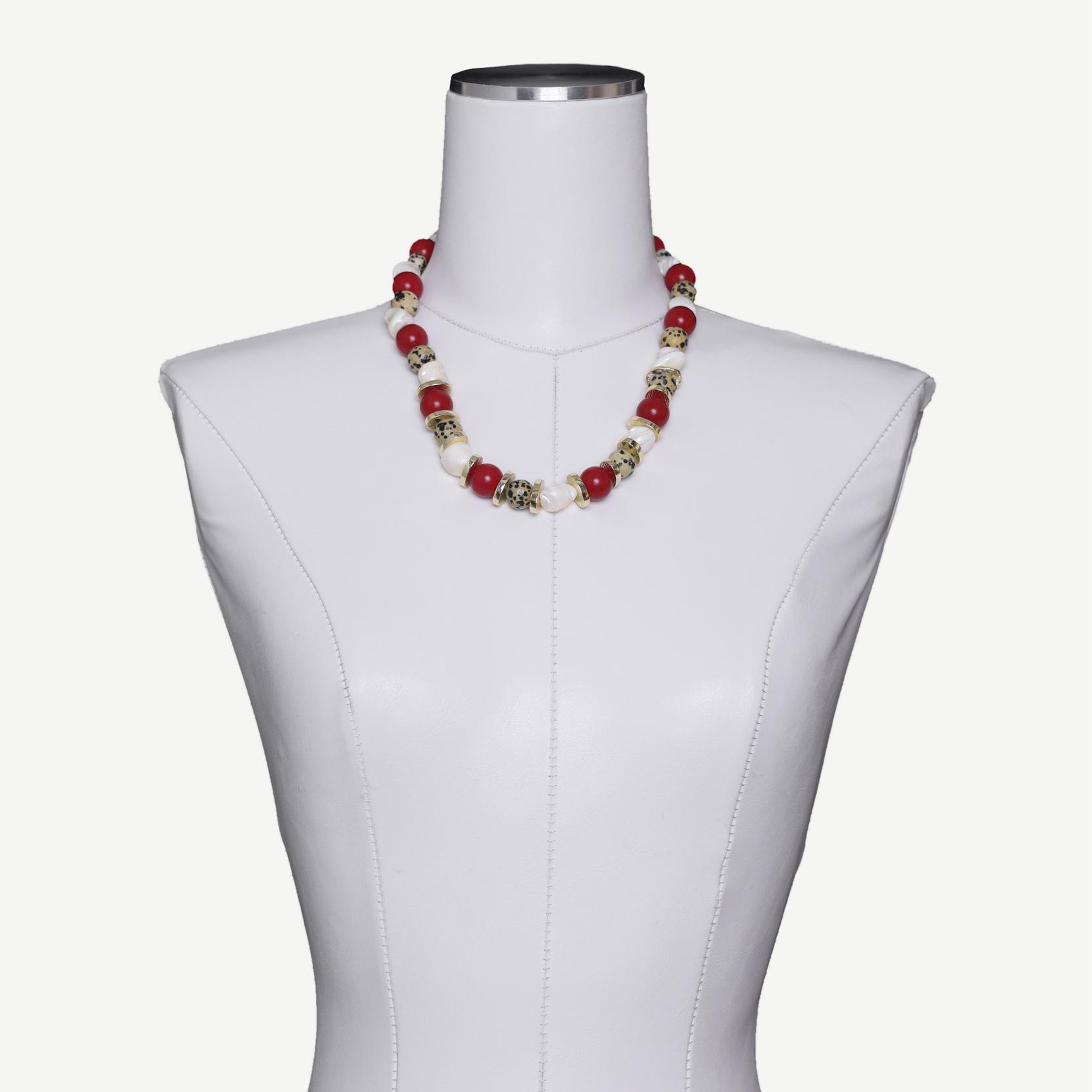 YARGICI Mercan Ve Jasper Detaylı Kolye