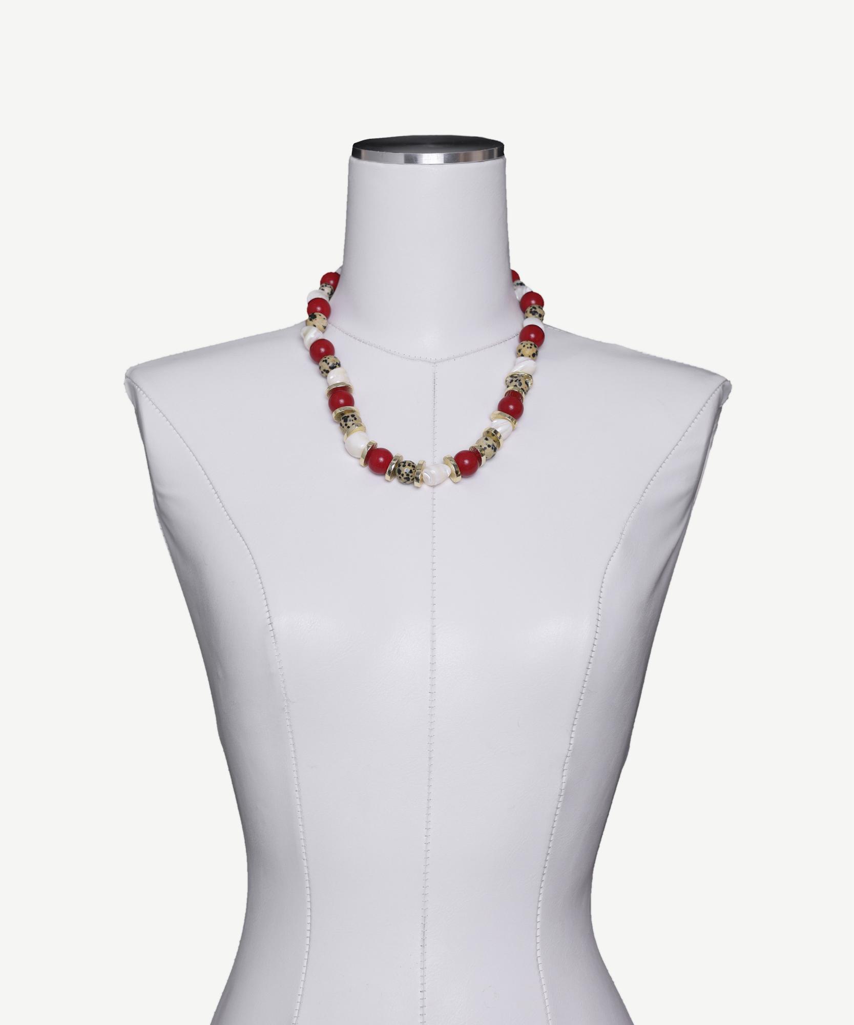 YARGICI Mercan Ve Jasper Detaylı Kolye