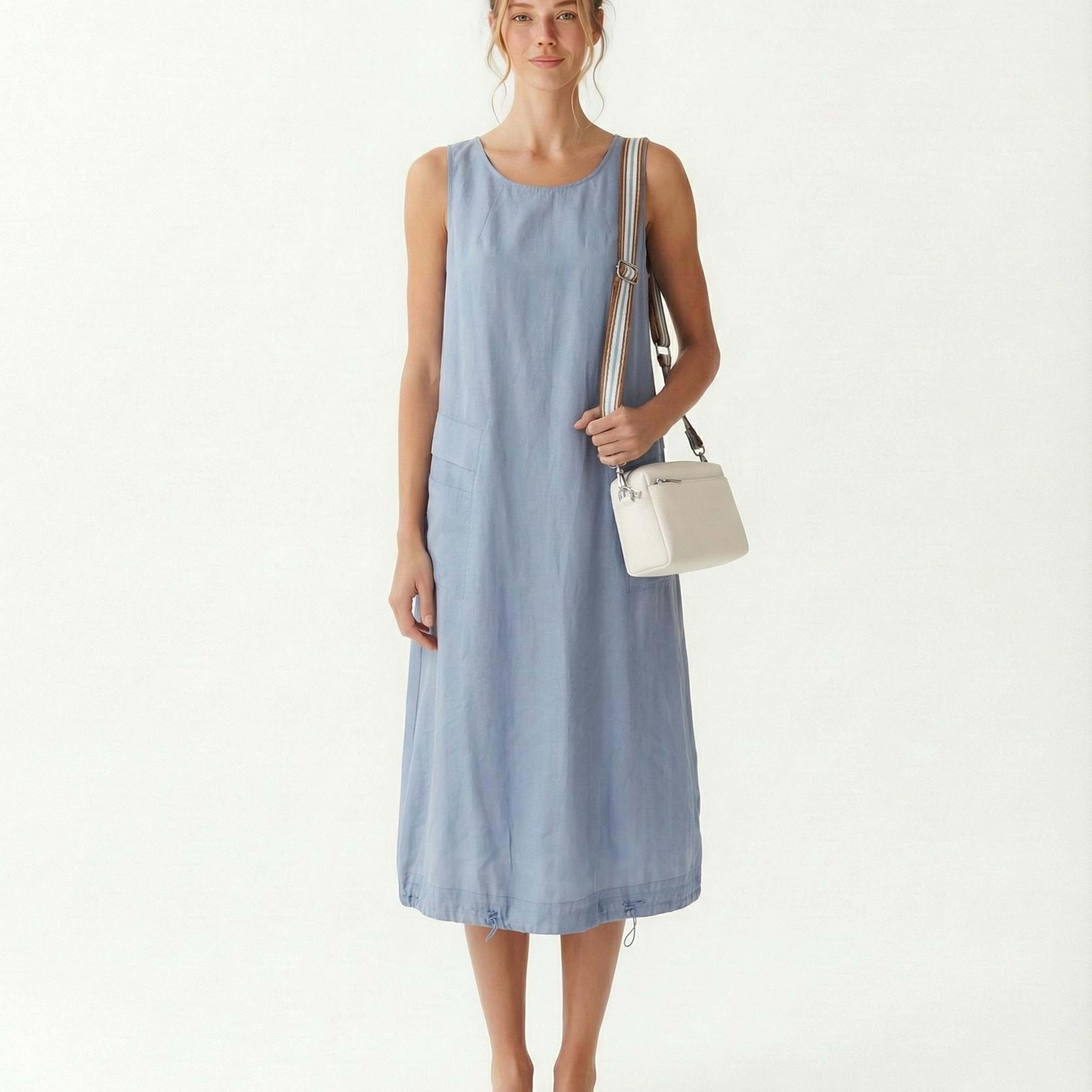YARGICI Bol Bisiklet Yaka Kolsuz Elbise