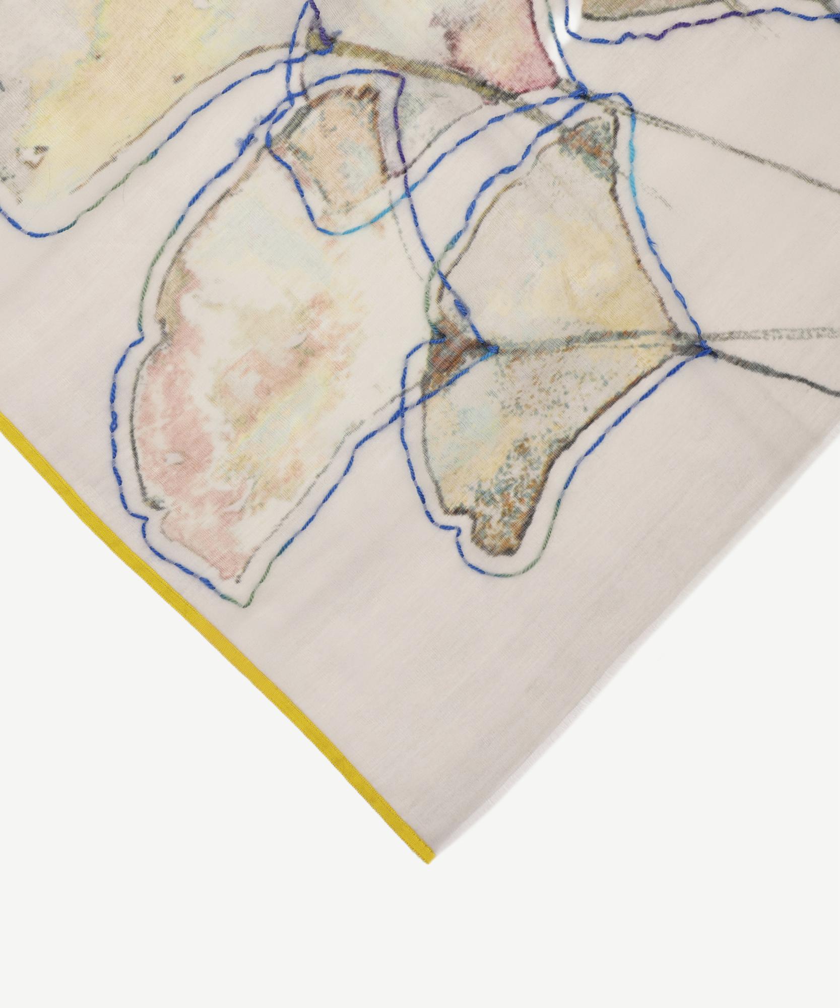 YARGICI İpek Karışımlı Ve Çiçek Nakışlı Yün Şal