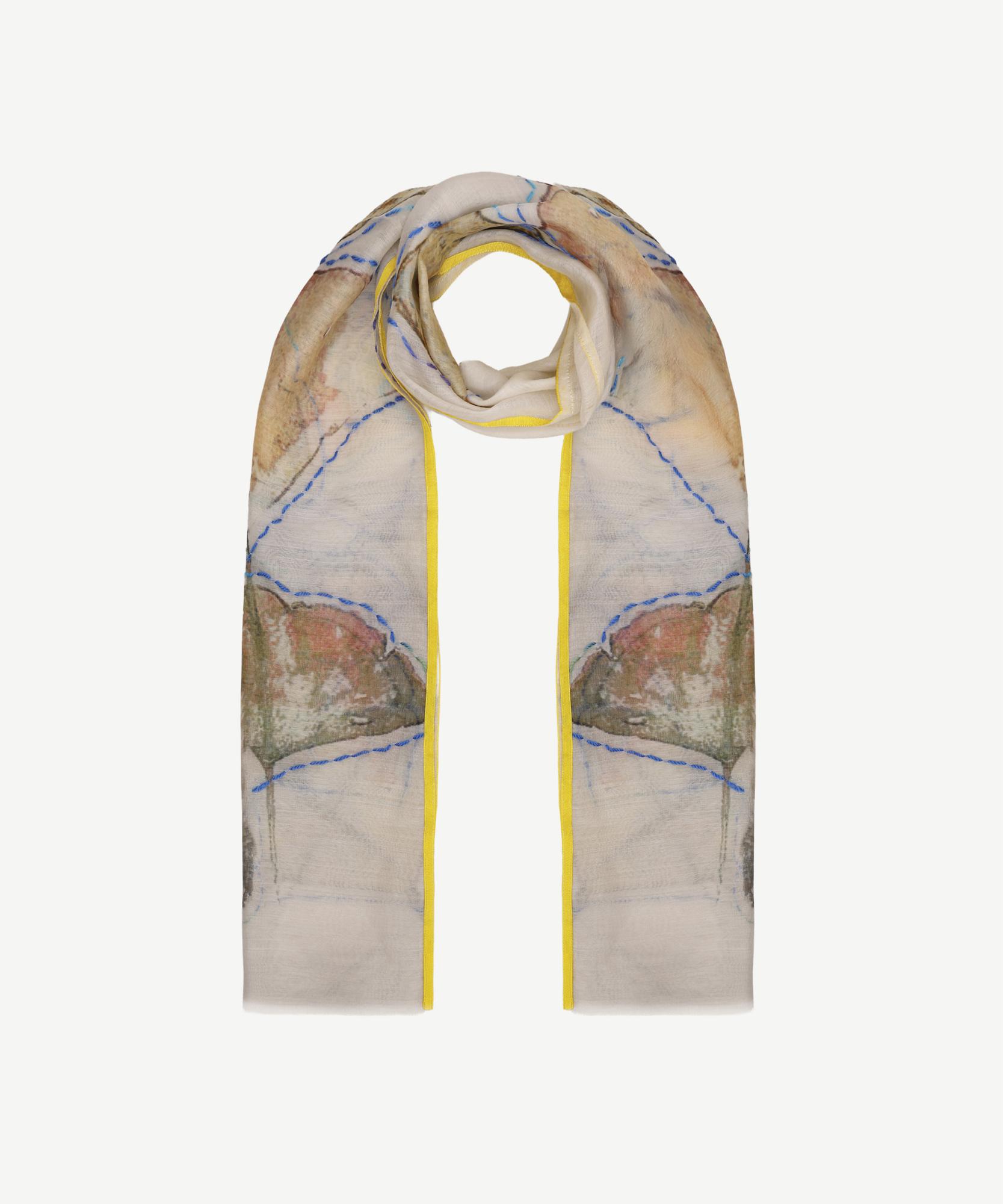 YARGICI İpek Karışımlı Ve Çiçek Nakışlı Yün Şal