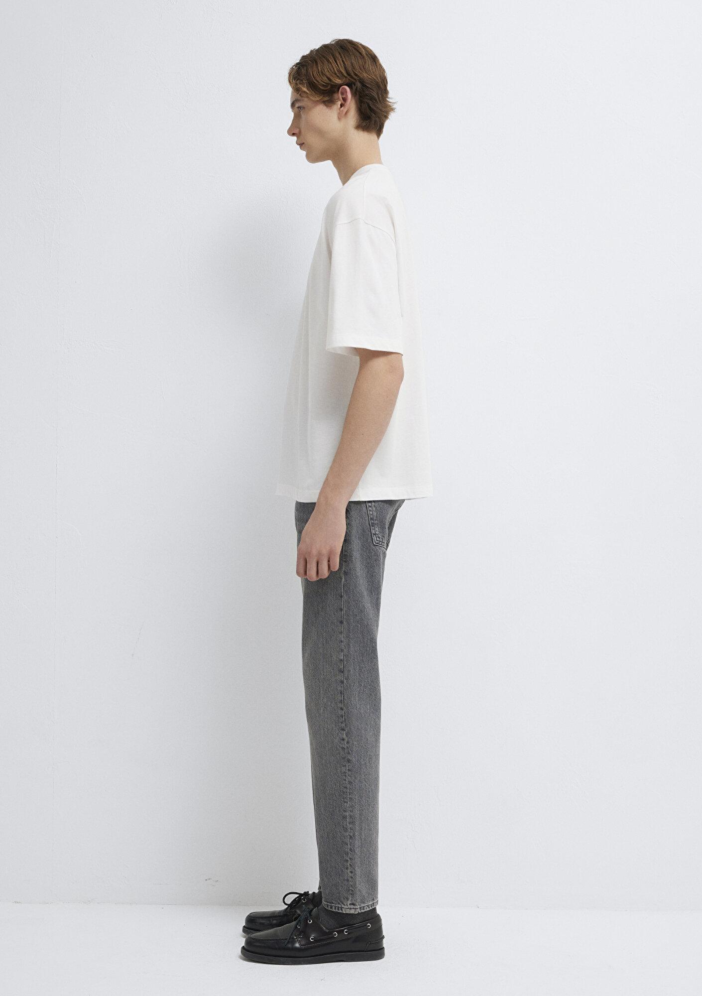 Mavi İstanbul Baskılı Ekru Tişört Oversize / Geniş Kesim 0613591-70057