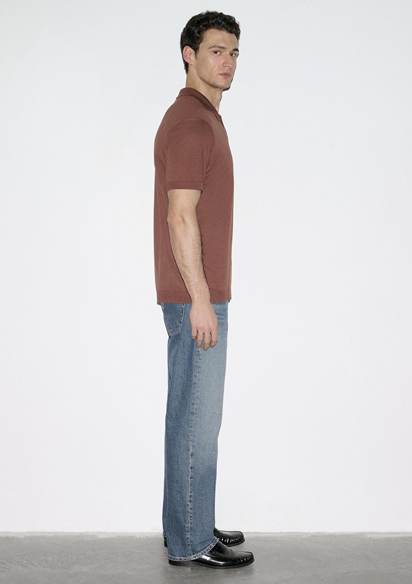 Mavi Kahverengi (TENCEL™) Modal Karışımlı Polo Tişört Regular Fit / Normal Kesim 0613163-70250