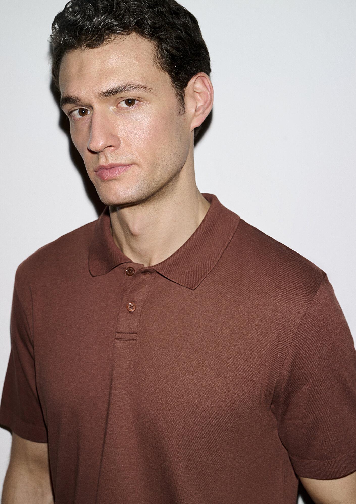 Mavi Kahverengi (TENCEL™) Modal Karışımlı Polo Tişört Regular Fit / Normal Kesim 0613163-70250